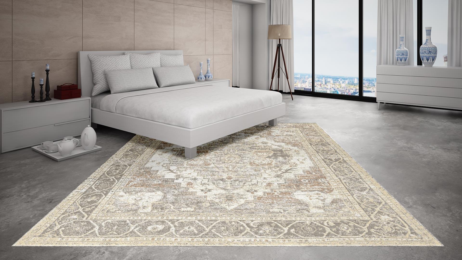 Nepalese Once Upon a Time i Was a Heriz, Contemporary Rug in Silk by Djoharian Design For Sale
