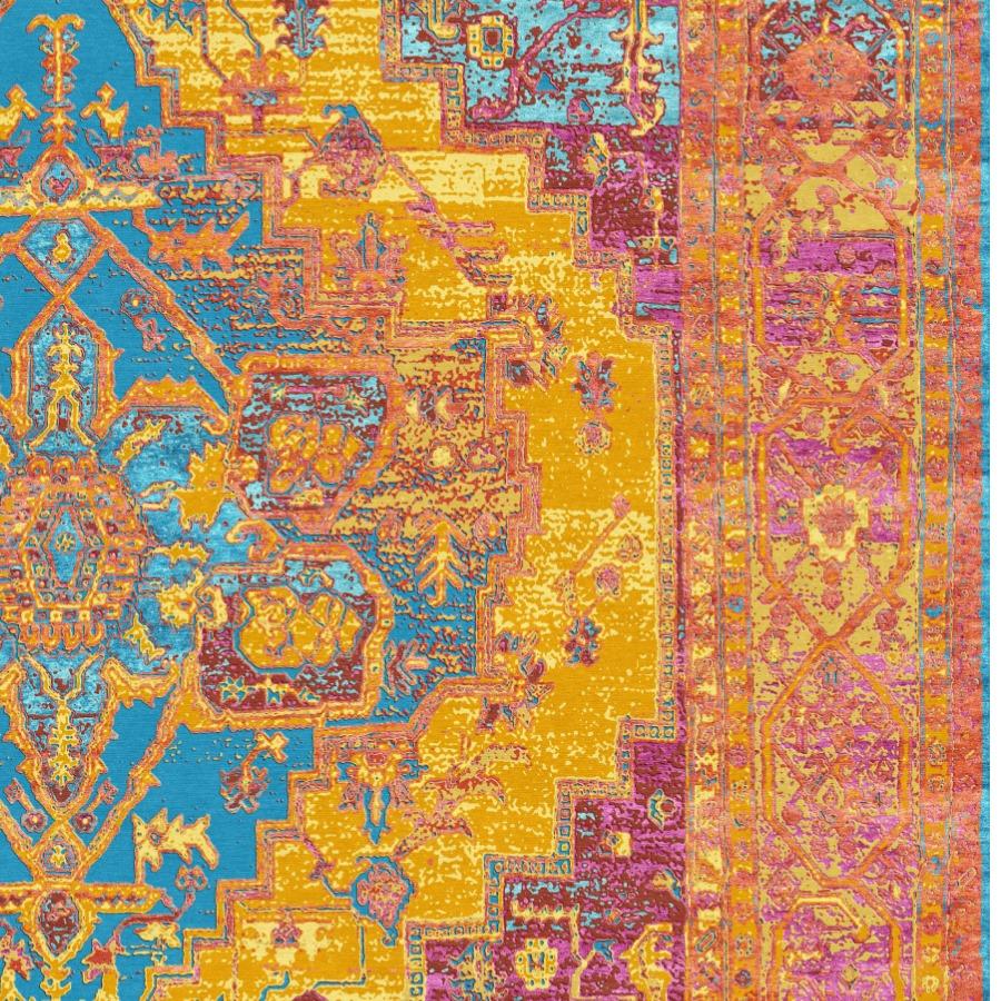 Superior Luxusteppich Heriz, Contemporary Teppich aus Seide von Djoharian Design (Handgeknüpft) im Angebot