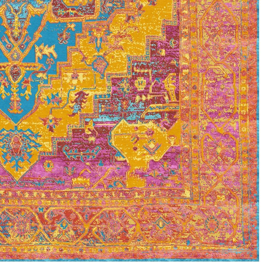 XXIe siècle et contemporain Tapis de luxe supérieur Heriz, tapis contemporain en soie par Djoharian Design en vente
