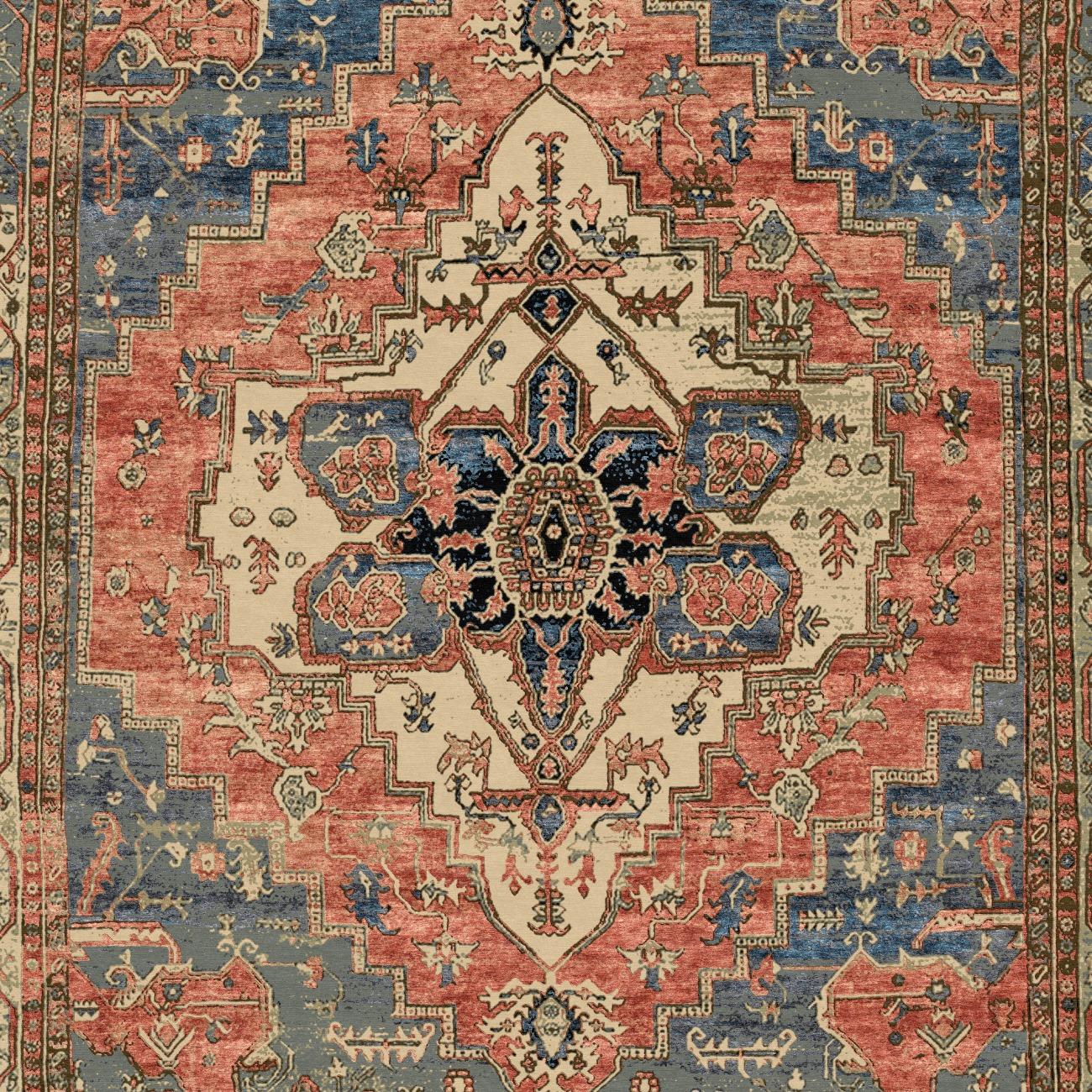 Wool Once Upon a Time I Was a Heriz, Contemporary Rug in Silk by Djoharian Design For Sale