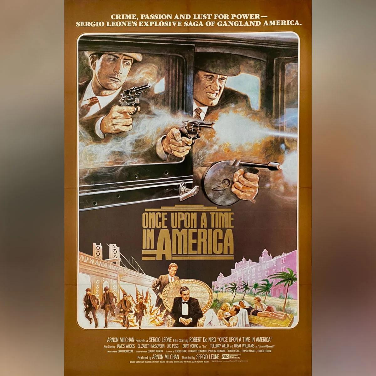 Es war einmal in Amerika (1984)
Original ein Blatt (27 x 41 Zoll)

Original 1984 International Style 1sheet Filmplakat. Ein ehemaliger jüdischer Gangster aus der Prohibitionszeit kehrt 35 Jahre später in die Lower East Side von Manhattan zurück, wo