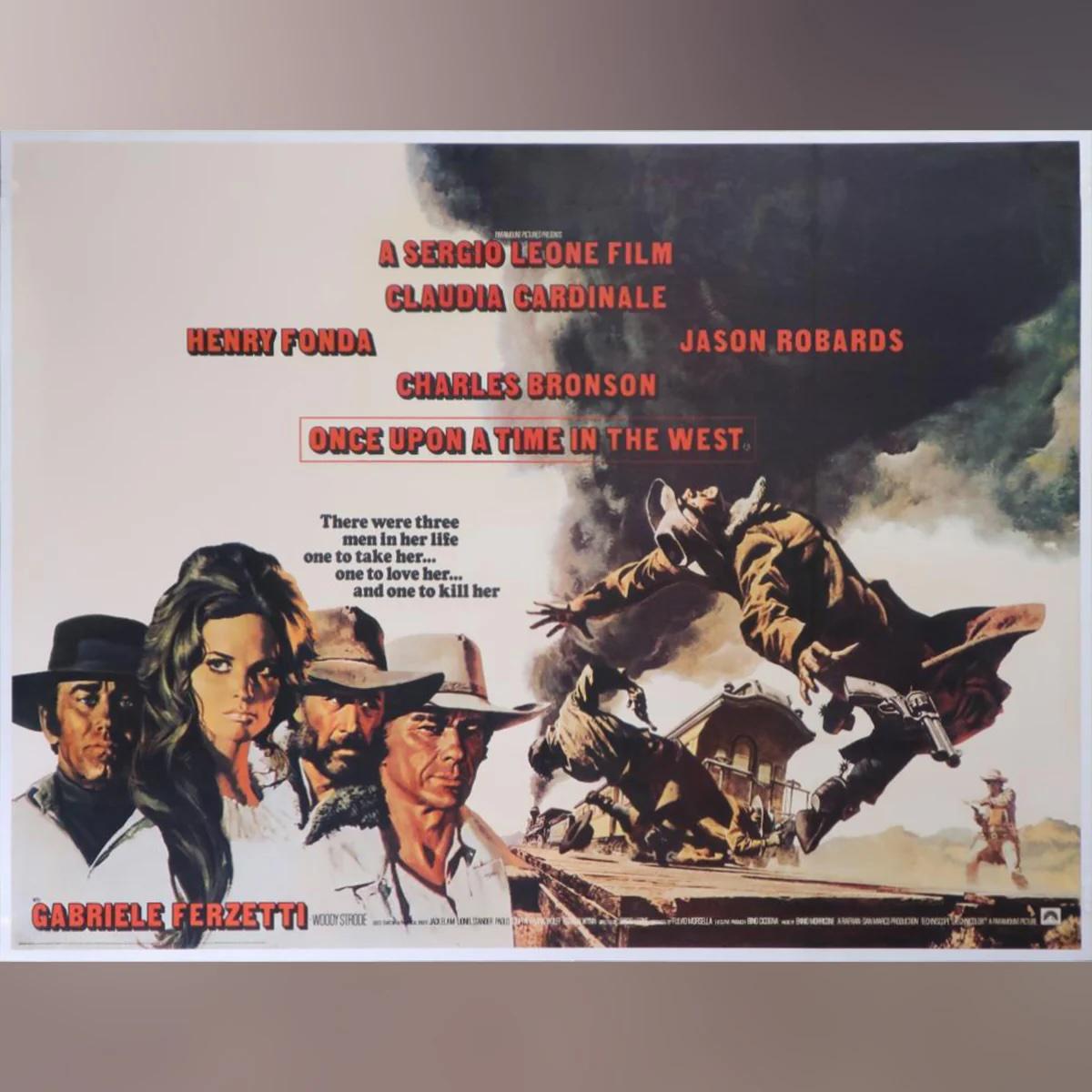 Once Upon A Time In The West (1968)
Original British Quad (30 X 40 Zoll)

Originalplakat der 1969 erfolgten Erstveröffentlichung von Sergio Leones Meisterwerk im Vereinigten Königreich. Wahrscheinlich der beste Western aller Zeiten. In der Umgebung