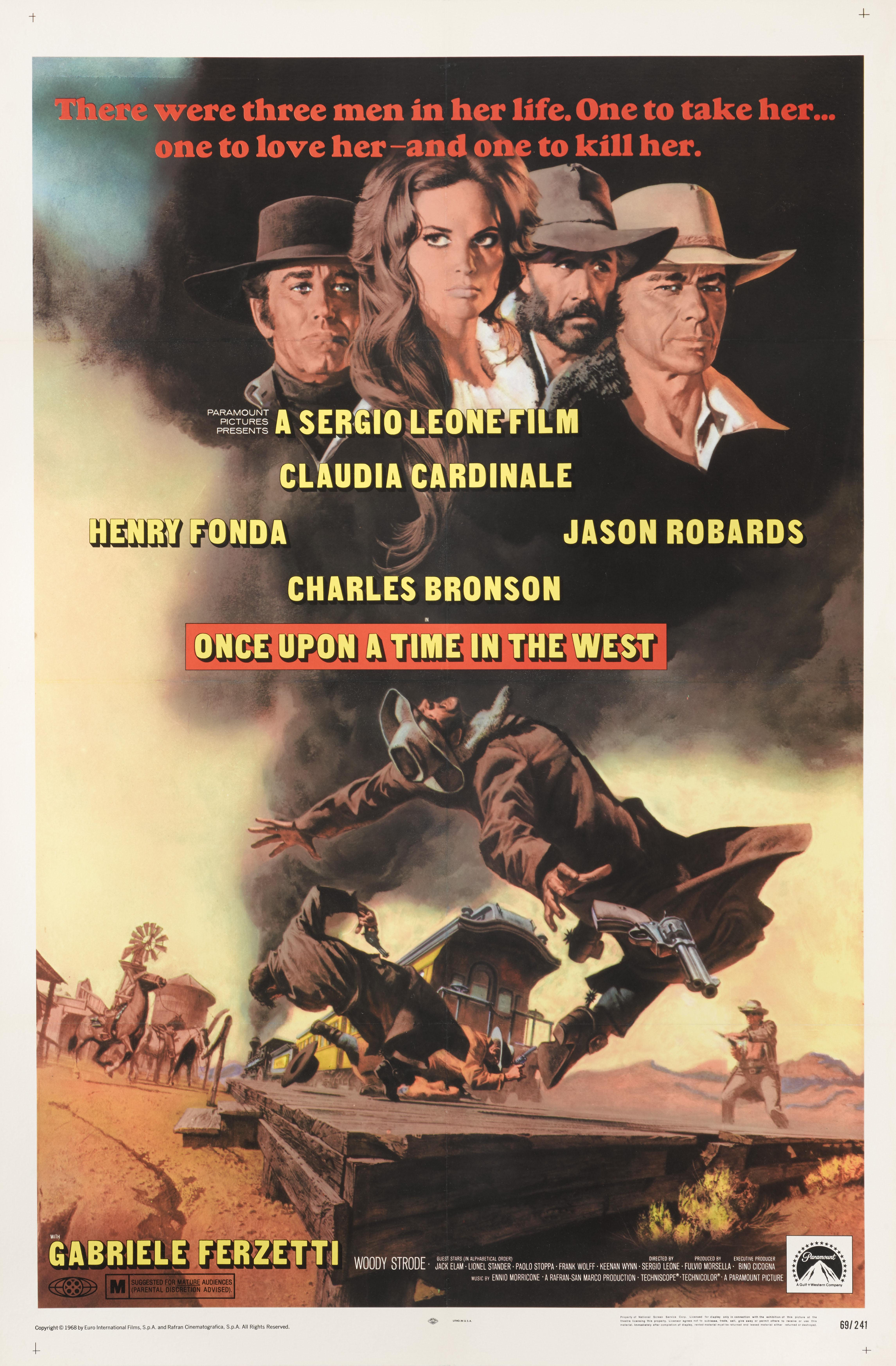 Este genial póster de película original de EE.UU. es para el western de 1969 Érase una vez en el Oeste. Esta película contaba con un gran reparto que incluía a Henry Fonda, Claudia Cardinale, Jason Robards y Charles Bronson
Esta película fue