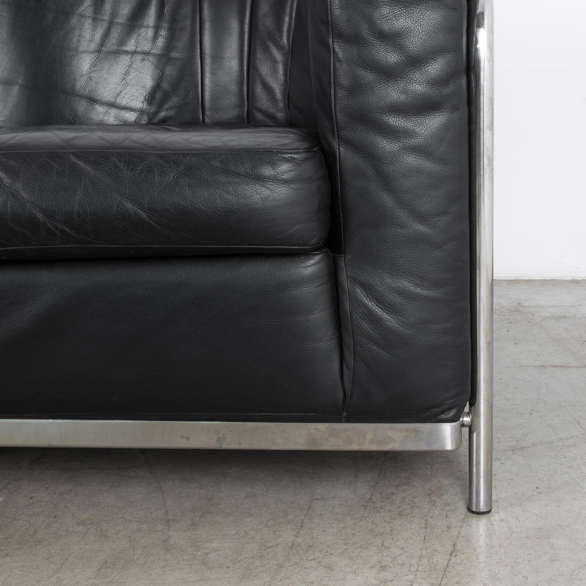 Onda 1030 Black Leather Sofa by Paolo Lomazzi 5