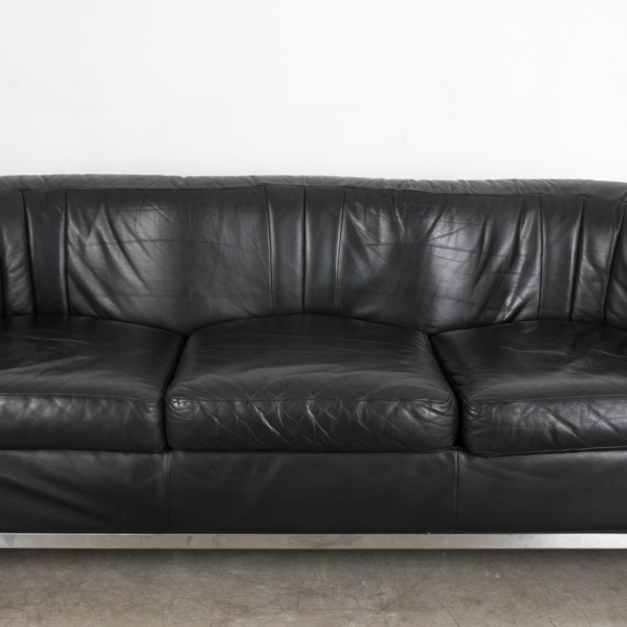 Onda 1030 Black Leather Sofa by Paolo Lomazzi 7