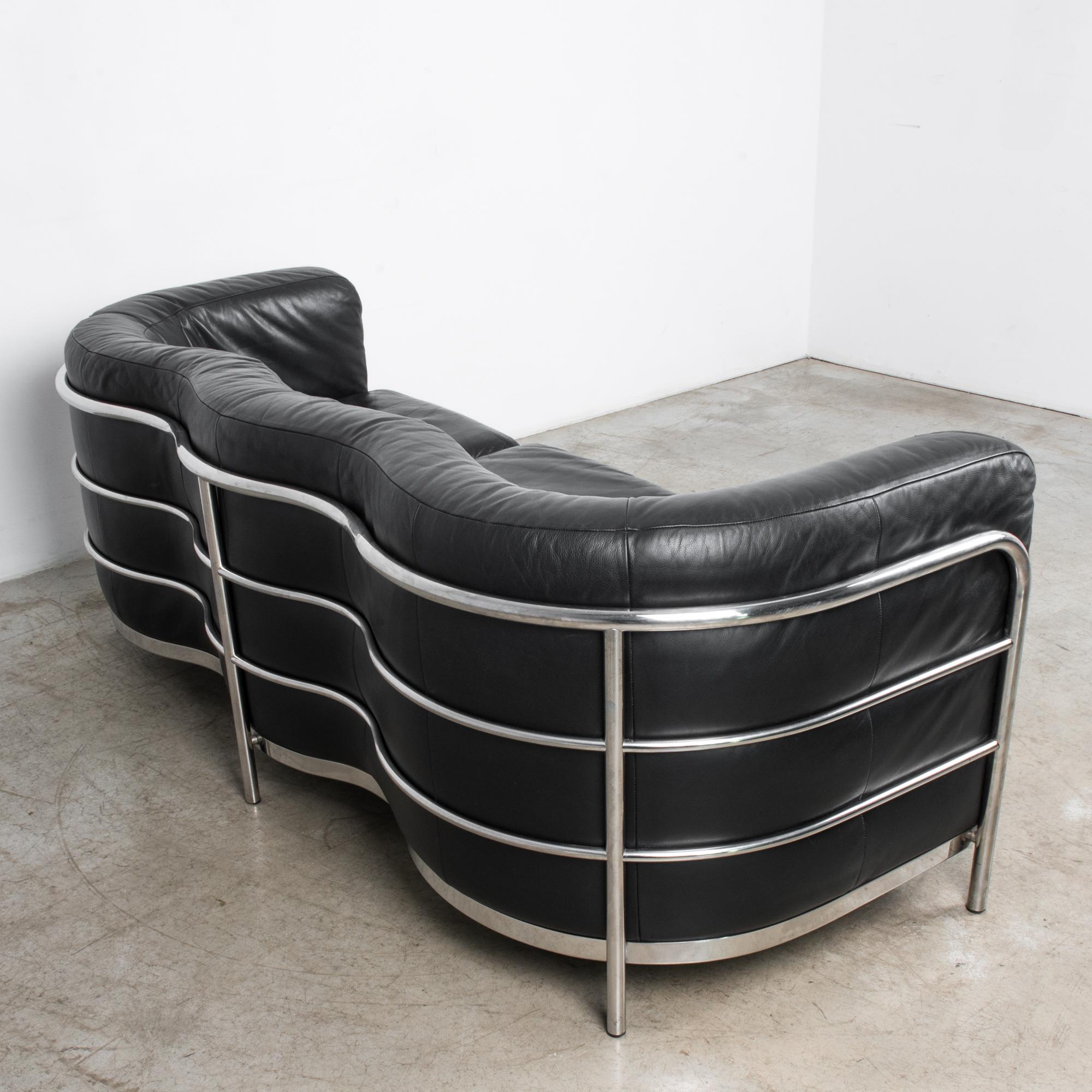 Onda 1030 Black Leather Sofa by Paolo Lomazzi 8