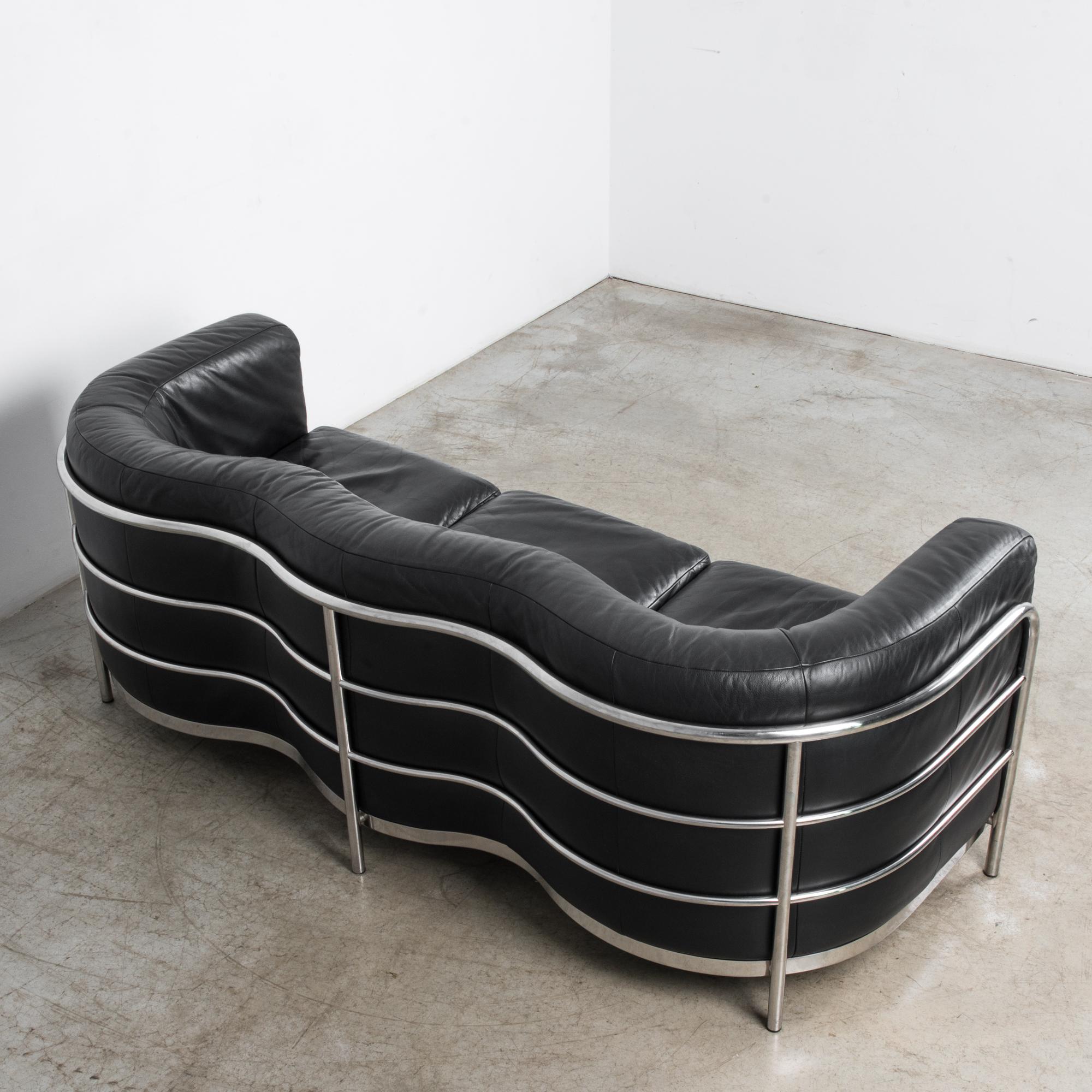 Onda 1030 Black Leather Sofa by Paolo Lomazzi 9