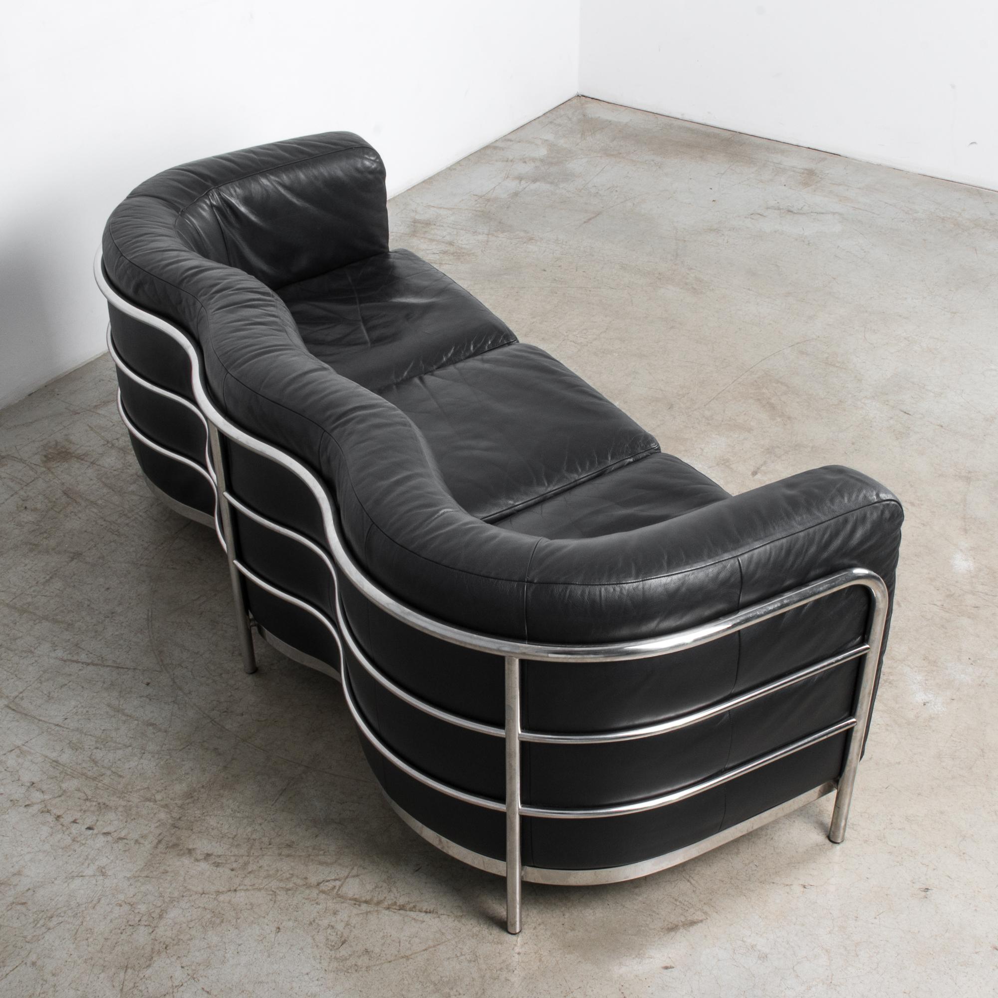 Onda 1030 Black Leather Sofa by Paolo Lomazzi 10