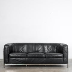 Onda 1030 Black Leather Sofa by Paolo Lomazzi