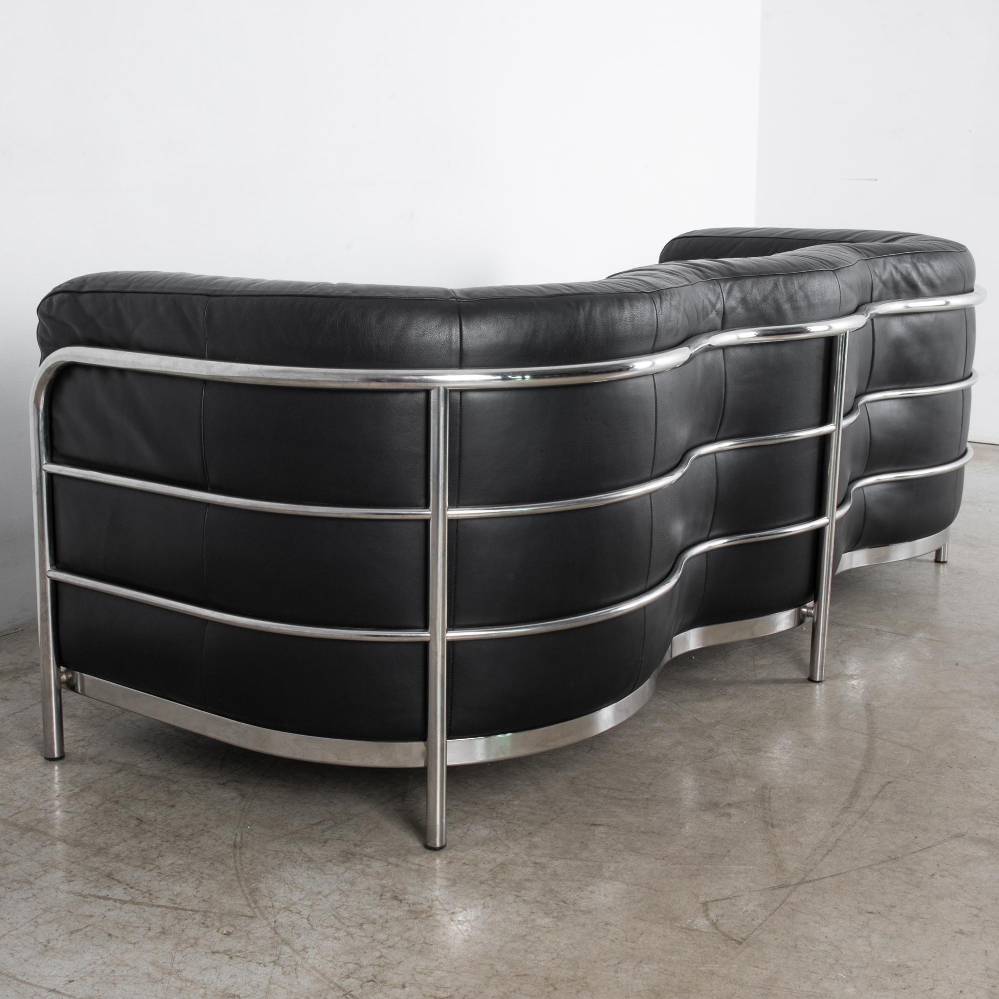 Onda 1030 Black Leather Sofa by Paolo Lomazzi 1