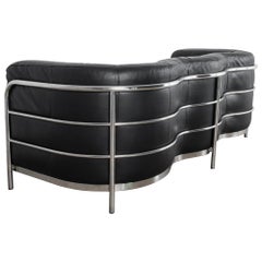 Onda 1030 Black Leather Sofa by Paolo Lomazzi