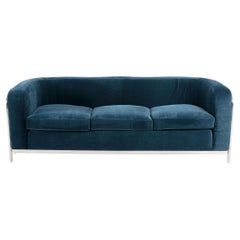 Vintage Onda 3-Seater Sofa for Zanotta, Chrome Steel Frame, Teal Velvet Upholster, 1970s