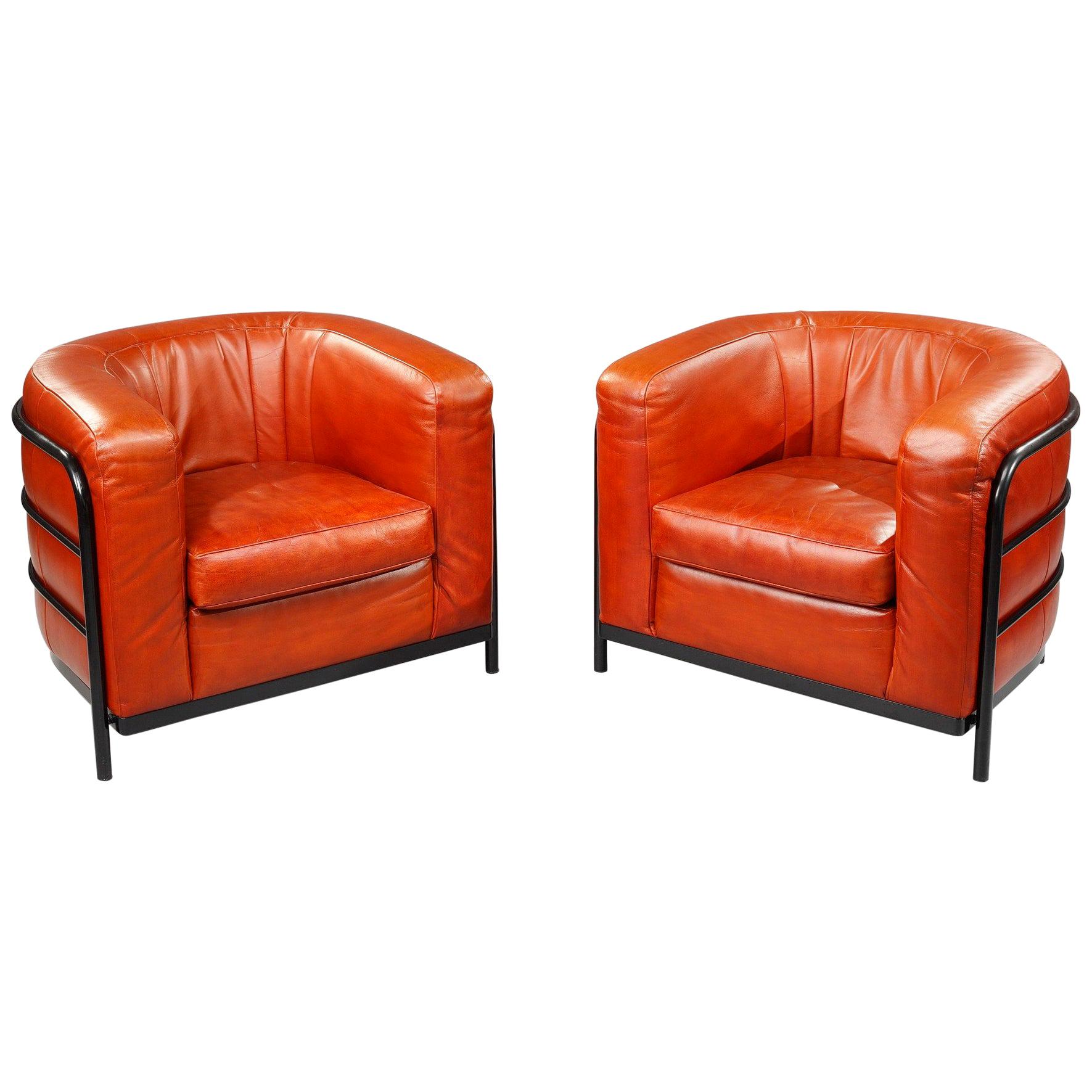 Onda Armchairs in Leather by Zanotta Italy, Set of 2