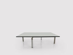 Onda Brushed Steel and Glass Coffee Table by Giovanni Offredi for Saporiti 1970s