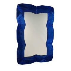 Specchio da parete in vetro di Murano Onda Cobalto