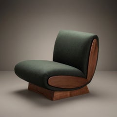 Onda Lounge Chair in Forest Green British Wool by Object Refinery