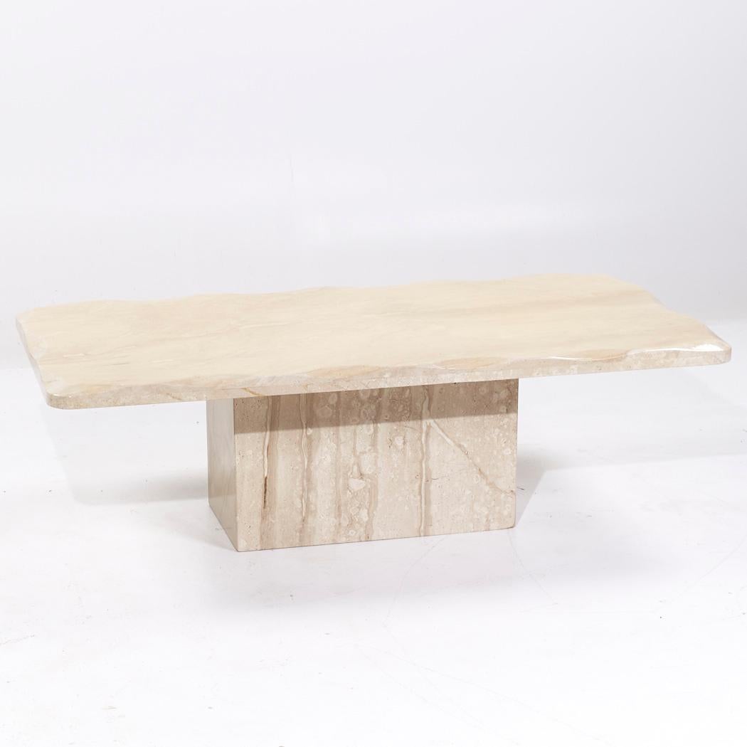italien Table basse en marbre biseauté Onda Mid Century en vente