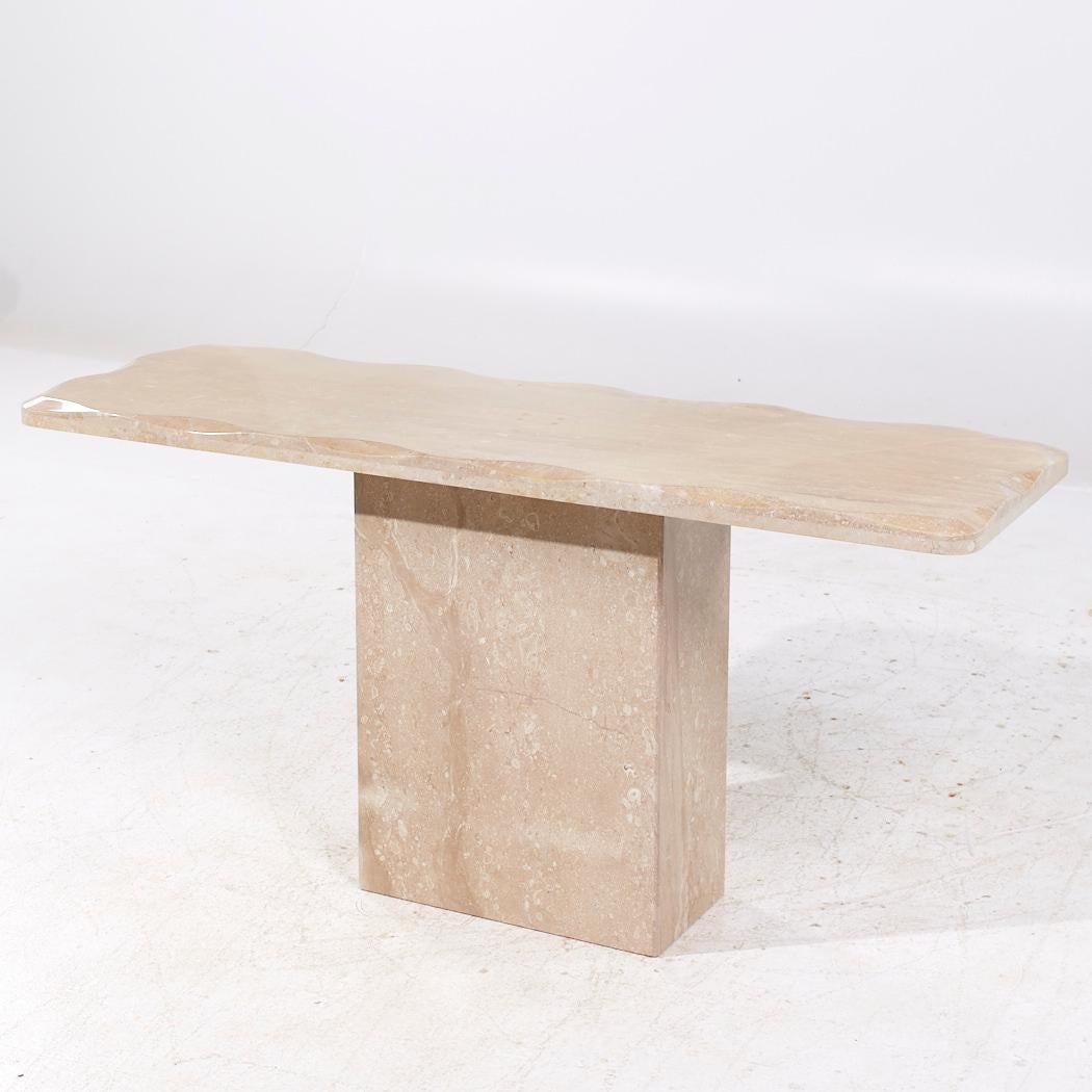Late 20th Century Onda Mid Century Beveled Marble Console Table For Sale
