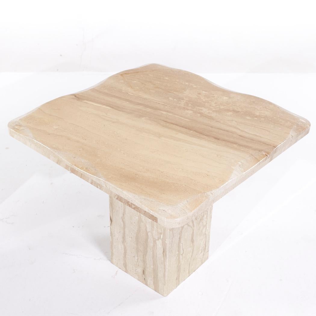 Italian Onda Mid Century Beveled Marble Side Tables - Pair For Sale