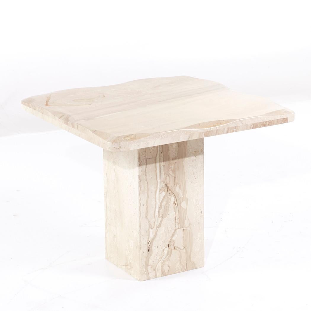 Onda Mid Century Beveled Marble Side Tables - Pair In Good Condition For Sale In Countryside, IL