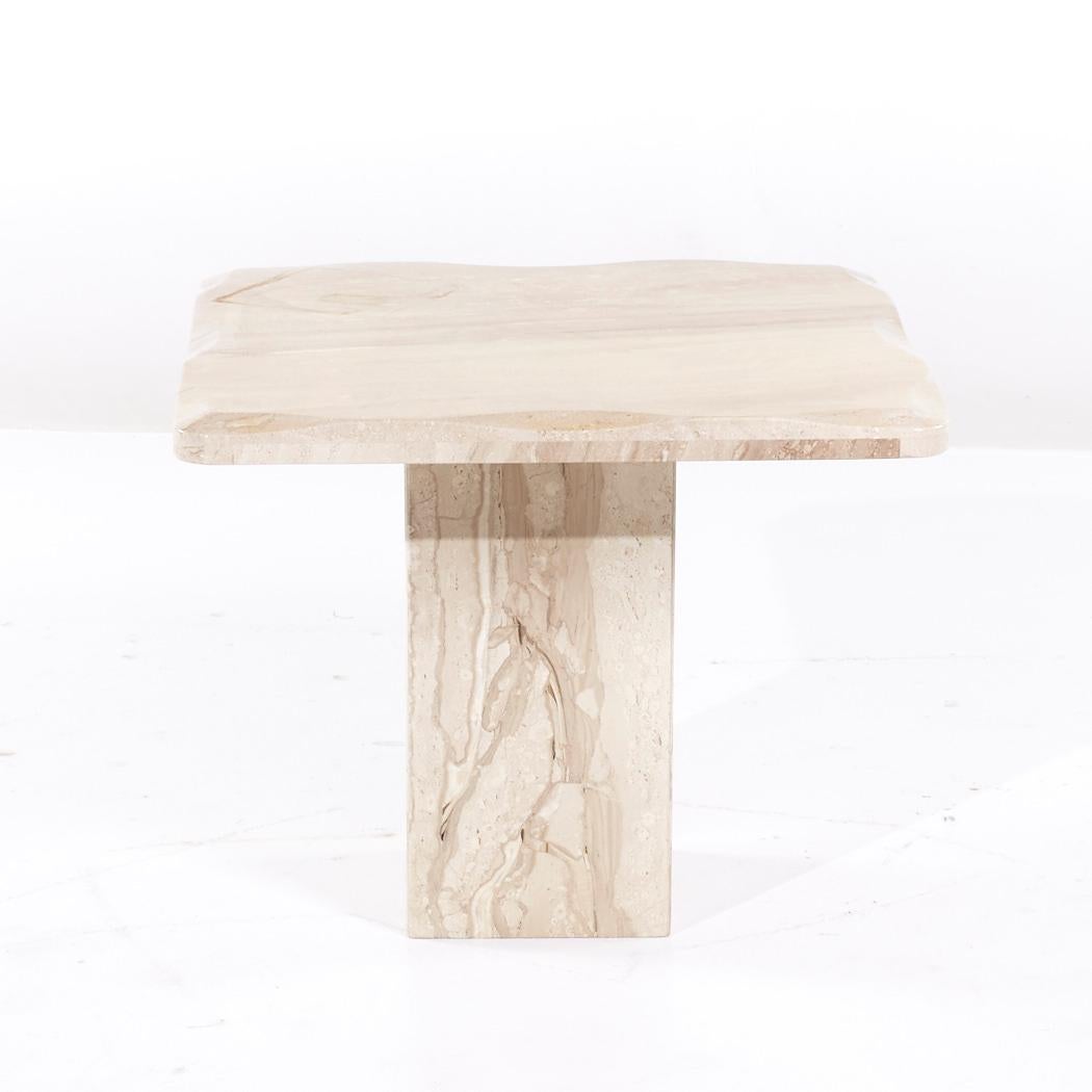 Late 20th Century Onda Mid Century Beveled Marble Side Tables - Pair For Sale