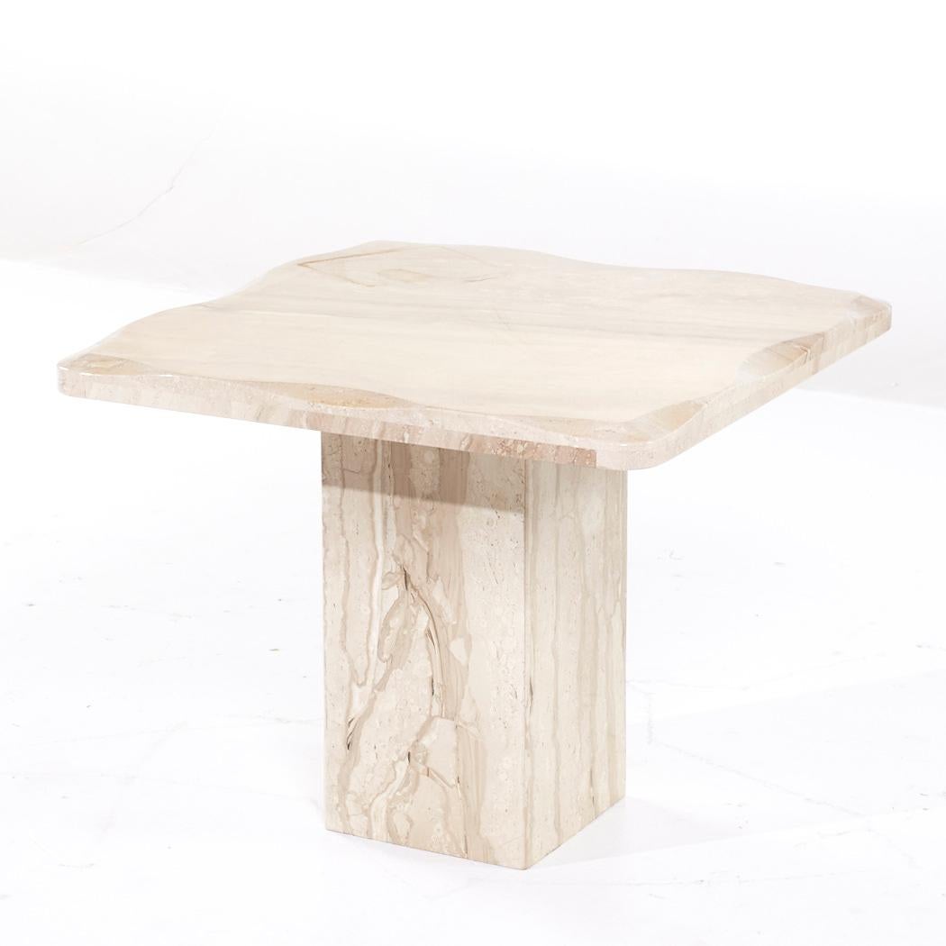 Onda Mid Century Beveled Marble Side Tables - Pair For Sale 1