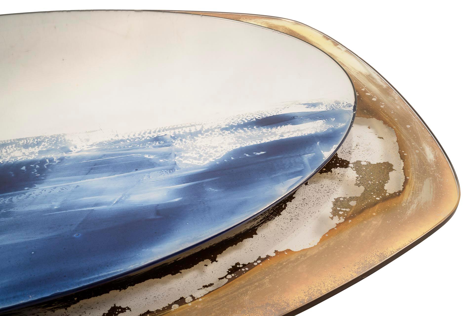 Stained ONDA, Mixed Media Wall Sculptural  Mirror  For Sale