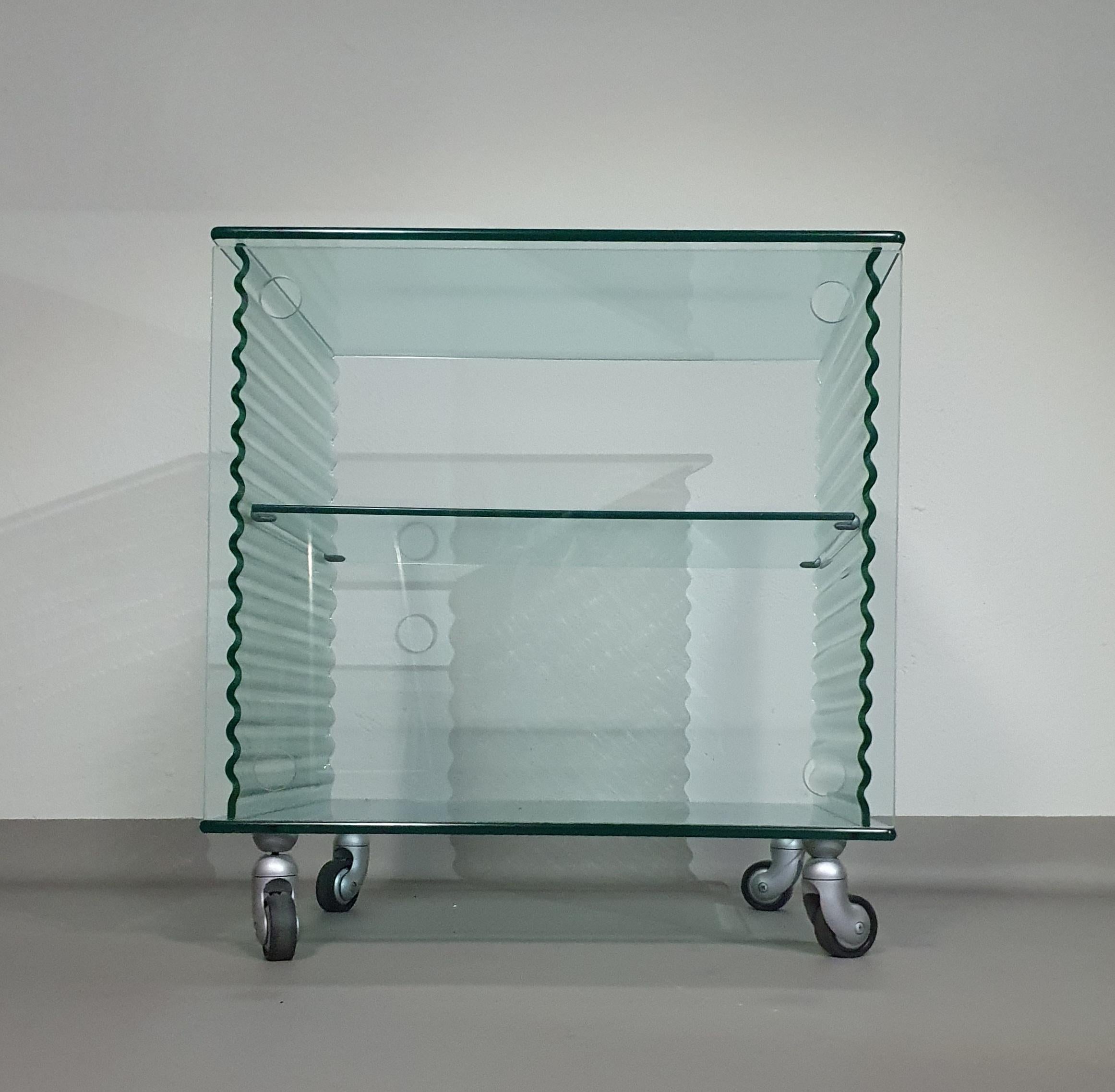 Onda Series Glass Media Cabinet by Ron Arad for Fiam, Italy, 1980 For Sale 3