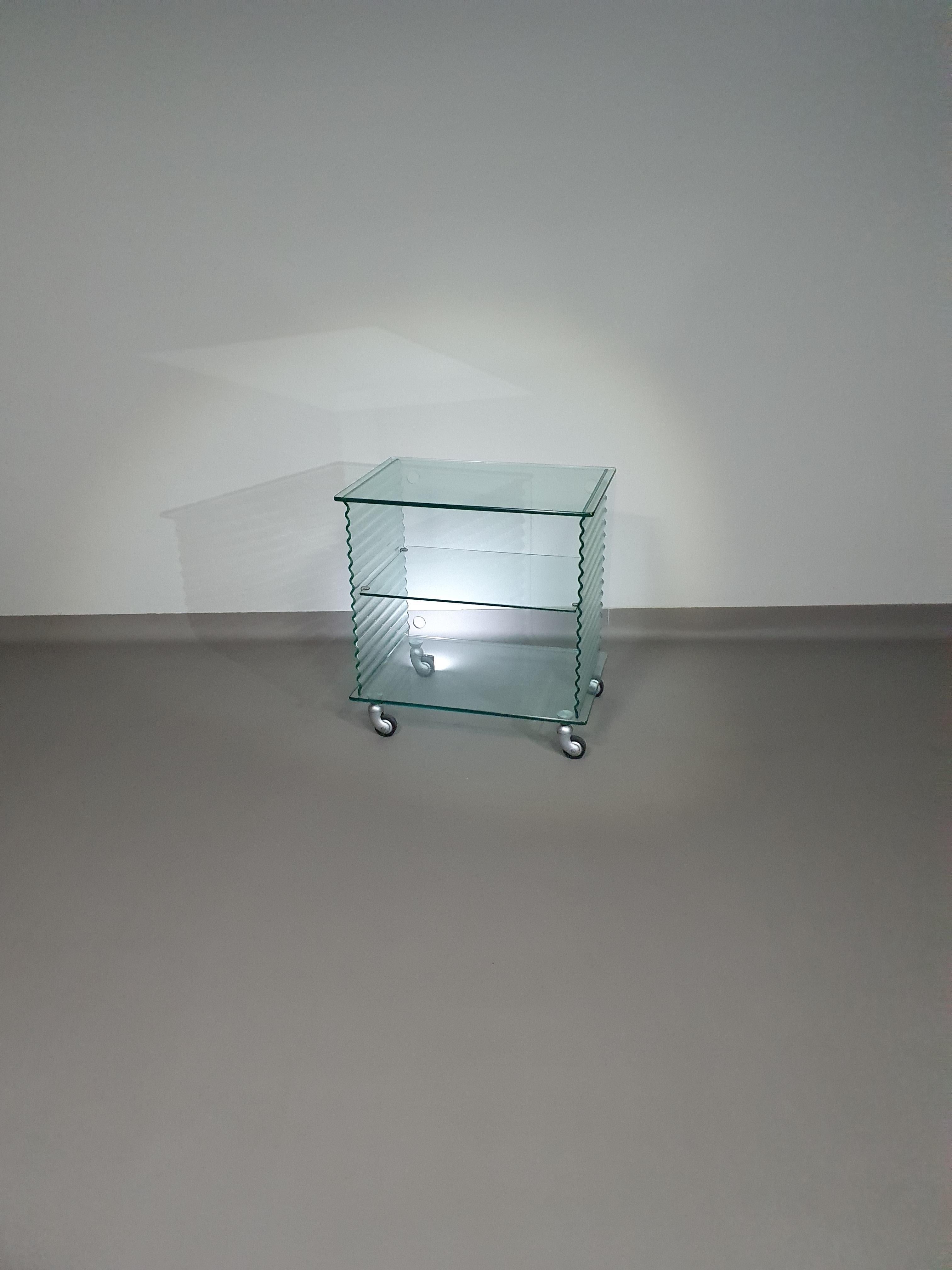 Onda Series Glass Media Cabinet by Ron Arad for Fiam, Italy, 1980 For Sale 5