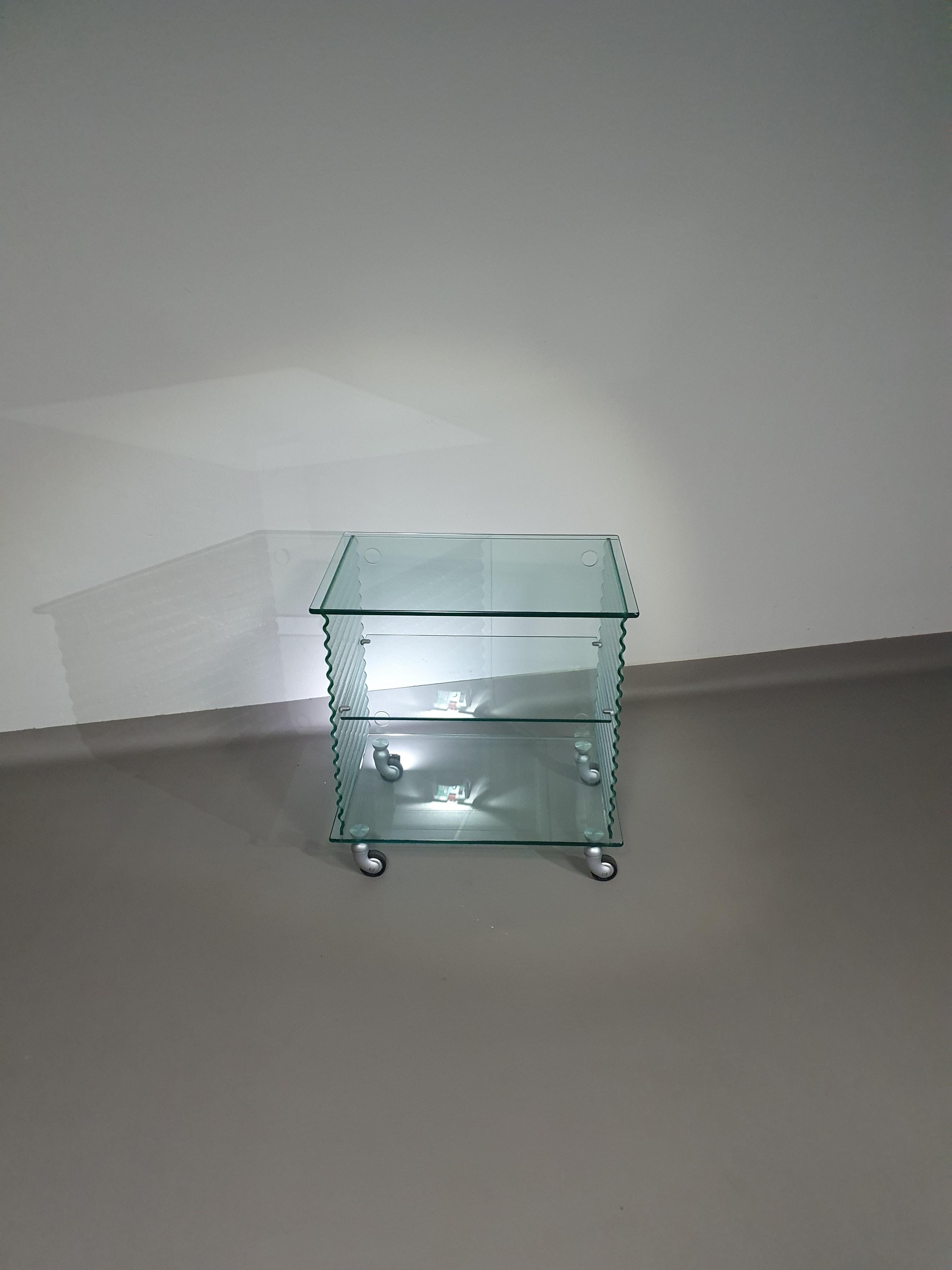 Onda Series Glass Media Cabinet by Ron Arad for Fiam, Italy, 1980 For Sale 7