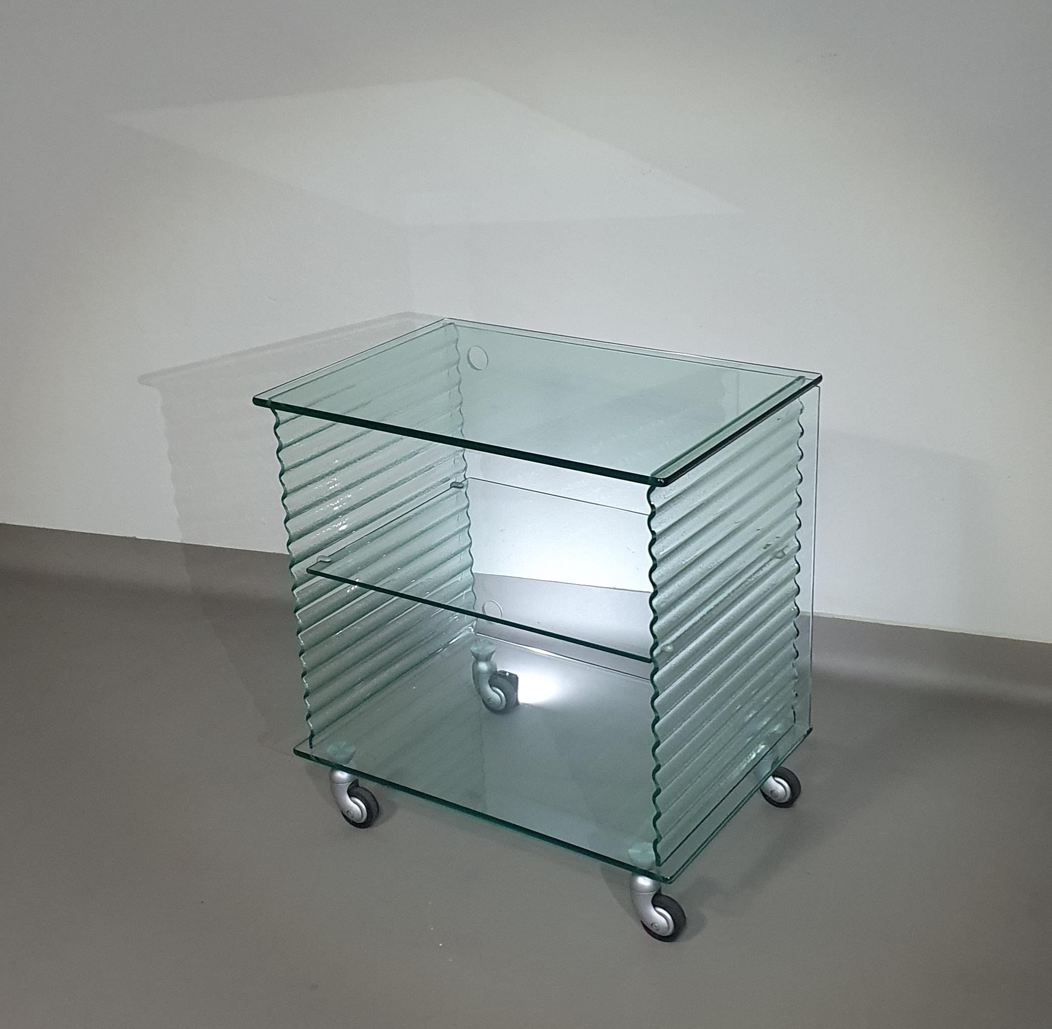 Onda Series Glass Media Cabinet by Ron Arad for Fiam, Italy, 1980 For Sale 8