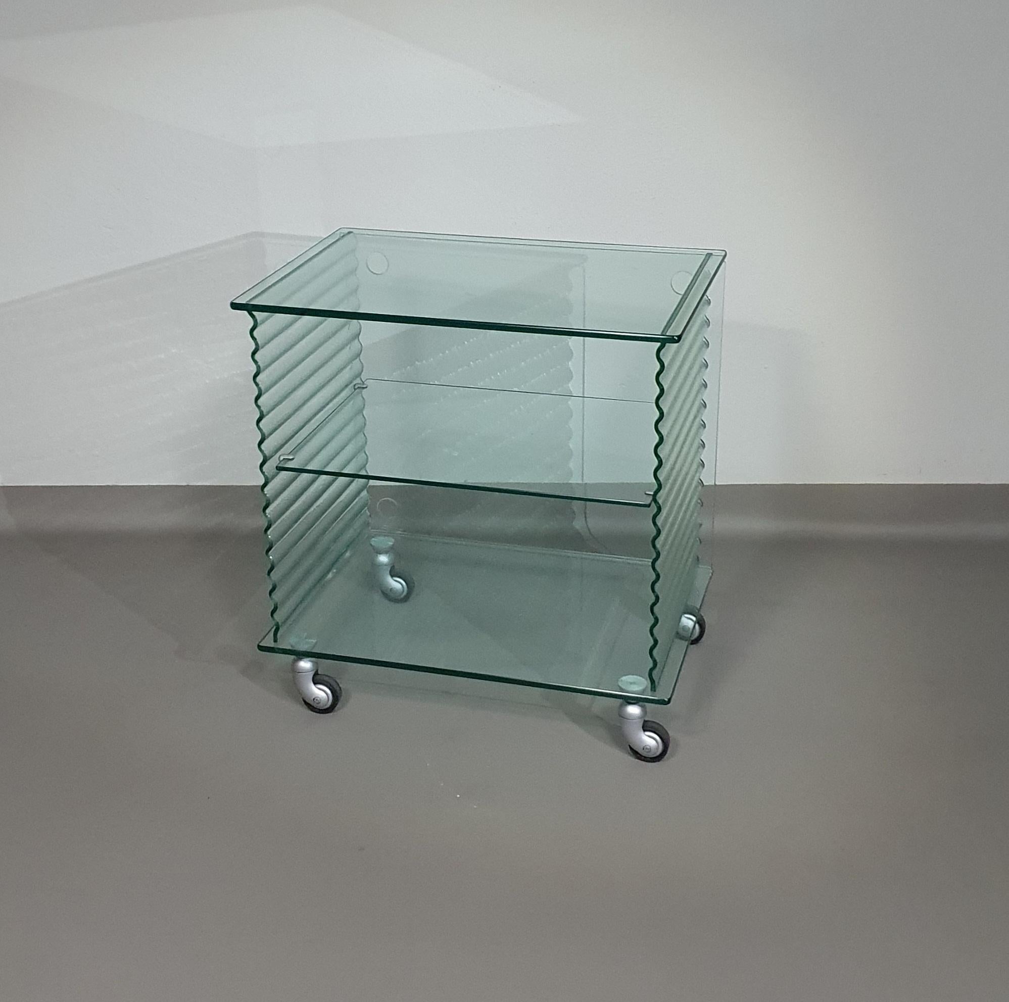 Onda Series Glass Media Cabinet by Ron Arad for Fiam, Italy, 1980 For Sale 9