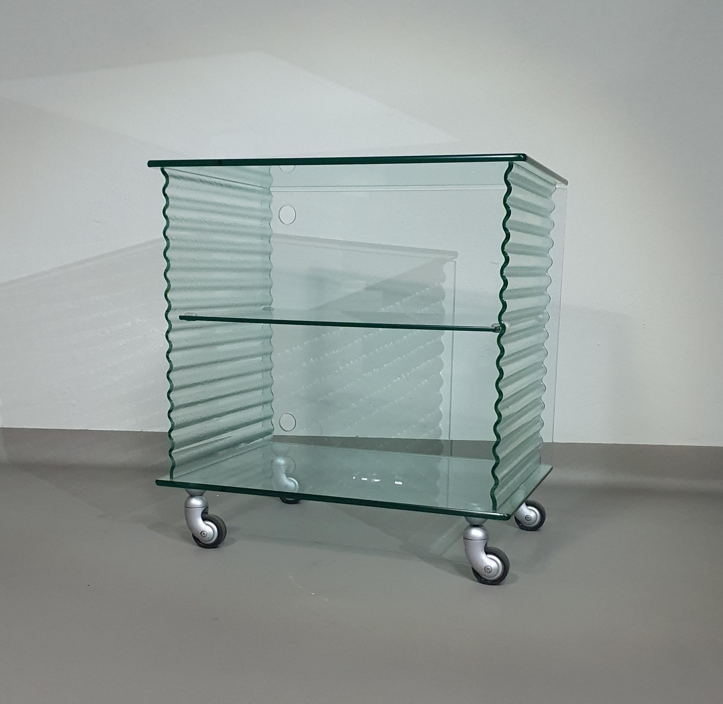 Onda Series Glass Media Cabinet by Ron Arad for Fiam, Italy, 1980 For Sale 10