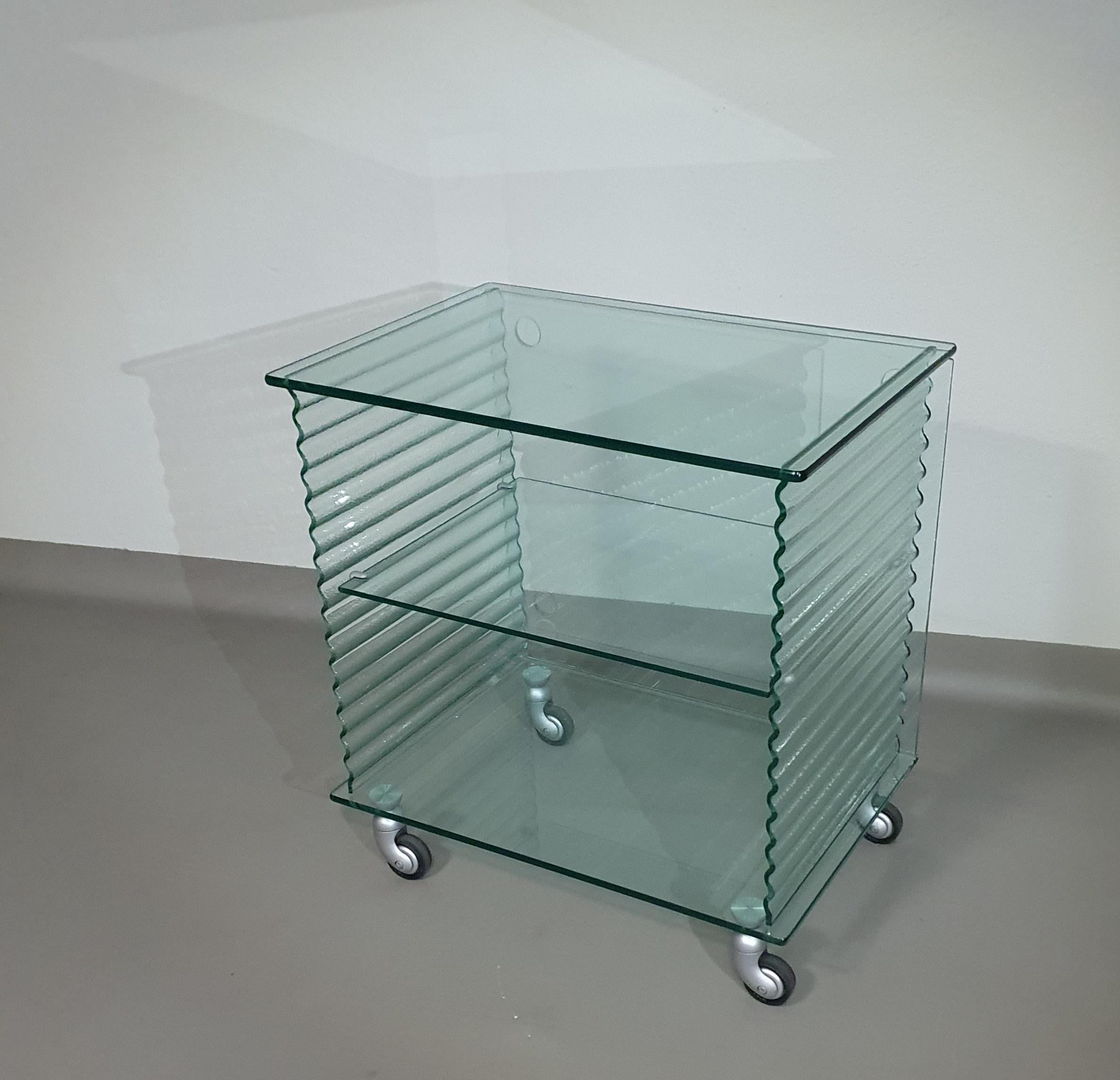 Onda Series Glass Media Cabinet by Ron Arad for Fiam, Italy, 1980 For Sale 11