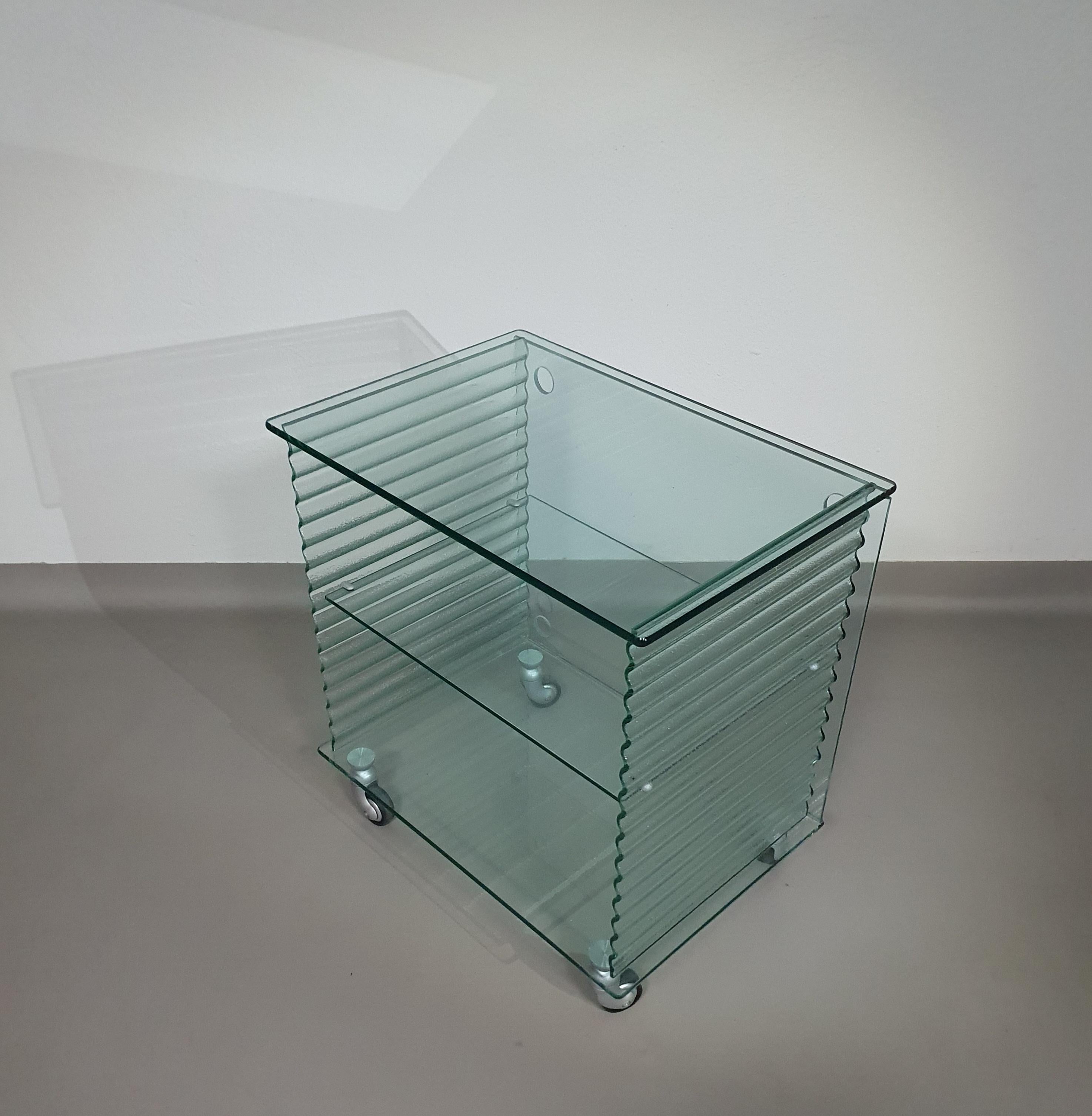 Onda Series Glass Media Cabinet by Ron Arad for Fiam, Italy, 1980 For Sale 12
