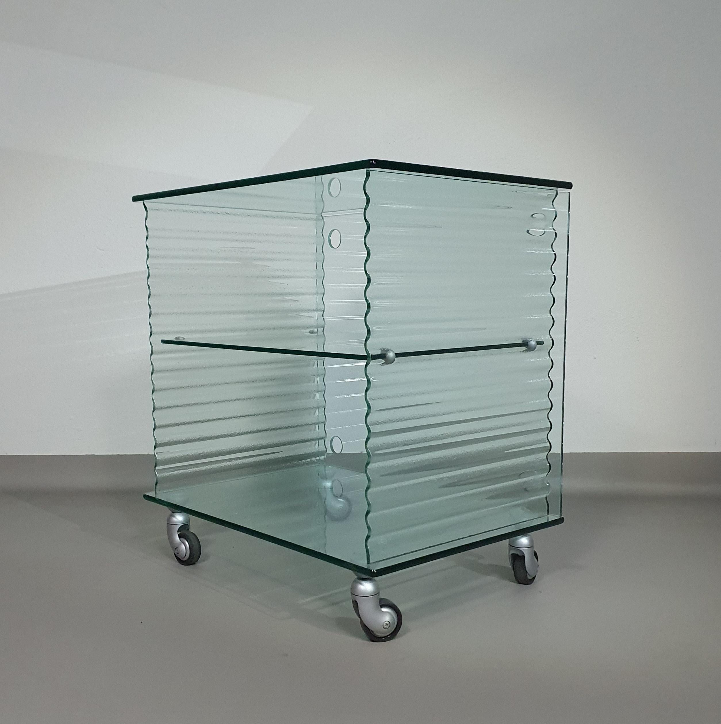 Onda Series Glass Media Cabinet by Ron Arad for Fiam, Italy, 1980 For Sale 13