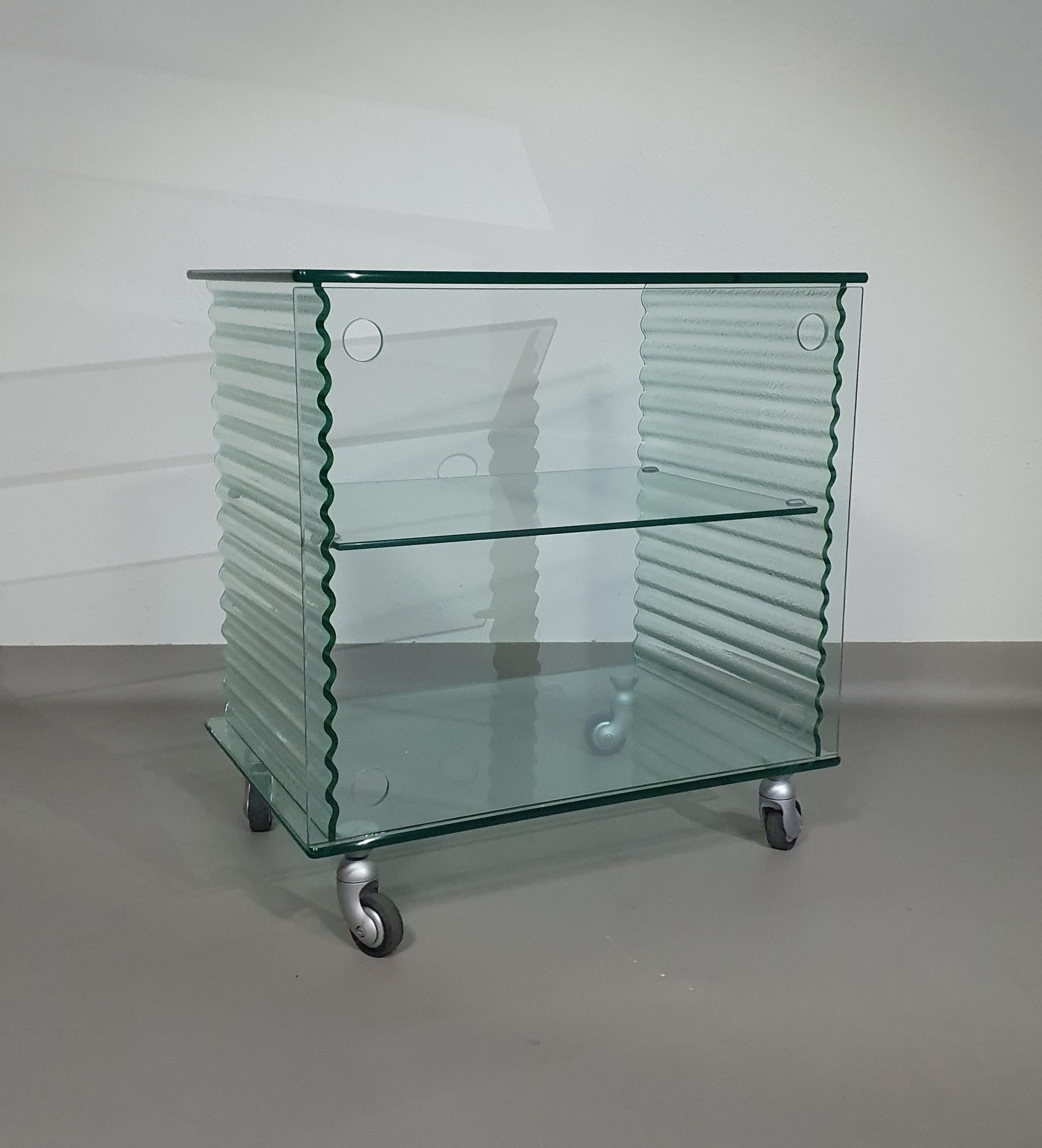 Onda Series Glass Media Cabinet by Ron Arad for Fiam, Italy, 1980 For Sale 1