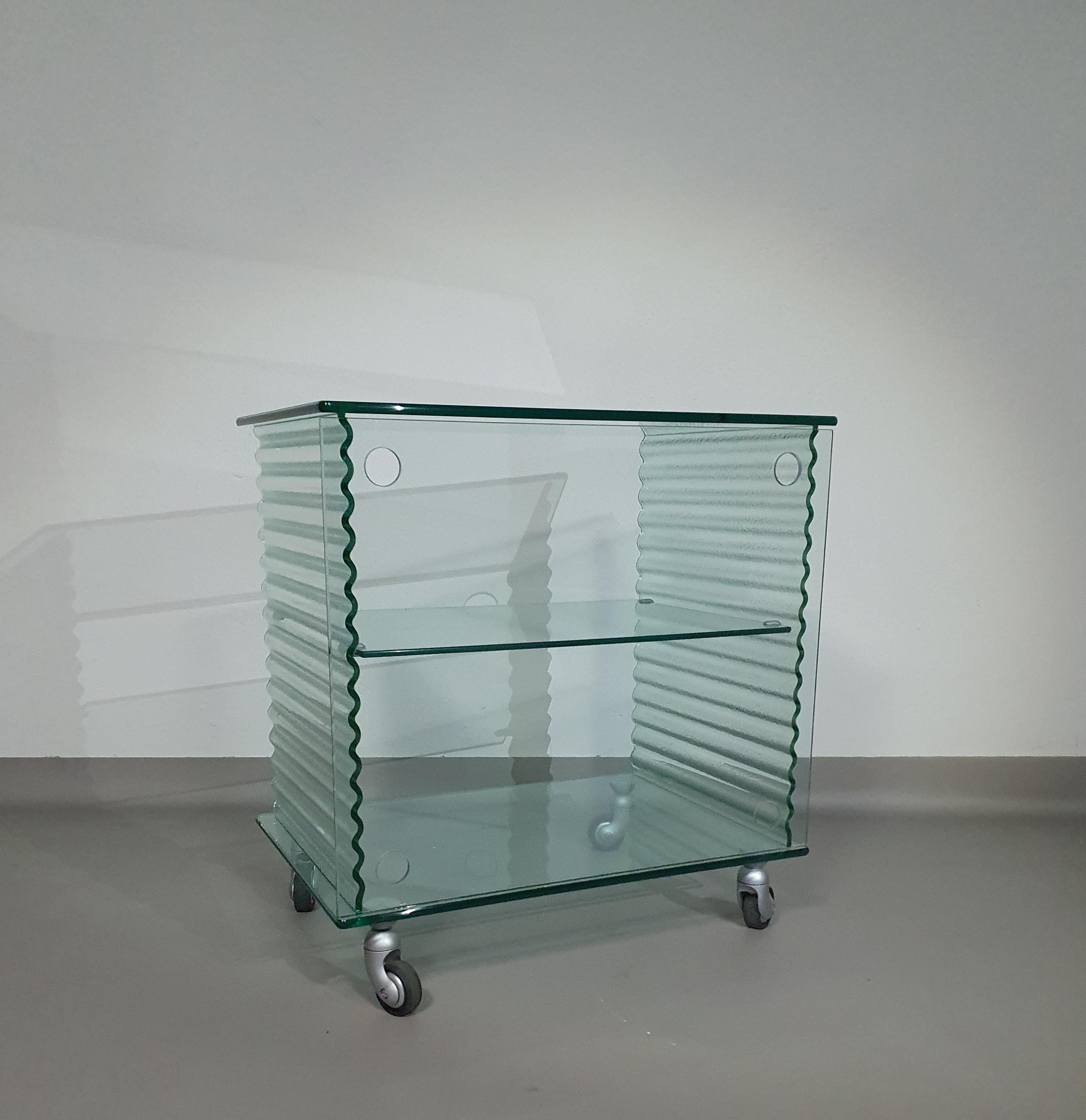 Onda Series Glass Media Cabinet by Ron Arad for Fiam, Italy, 1980 For Sale 2