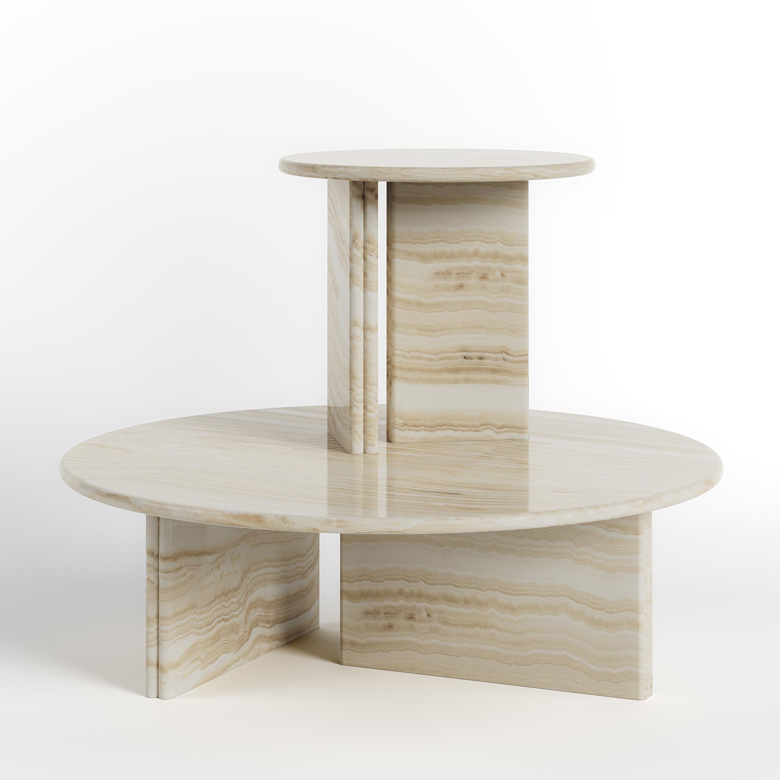 Polished Onda Side Table by Just Adele in White Onyx For Sale