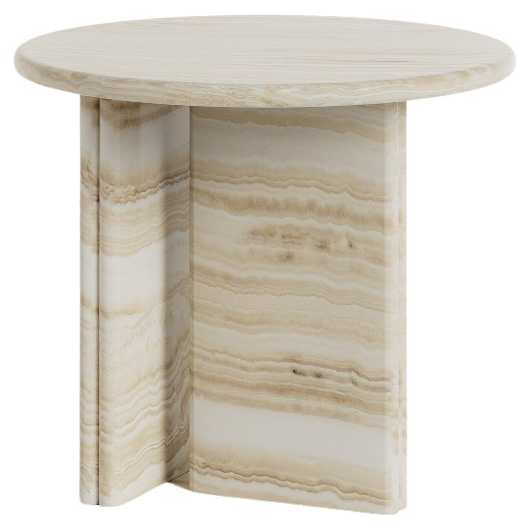Onda Side Table by Just Adele in White Onyx For Sale