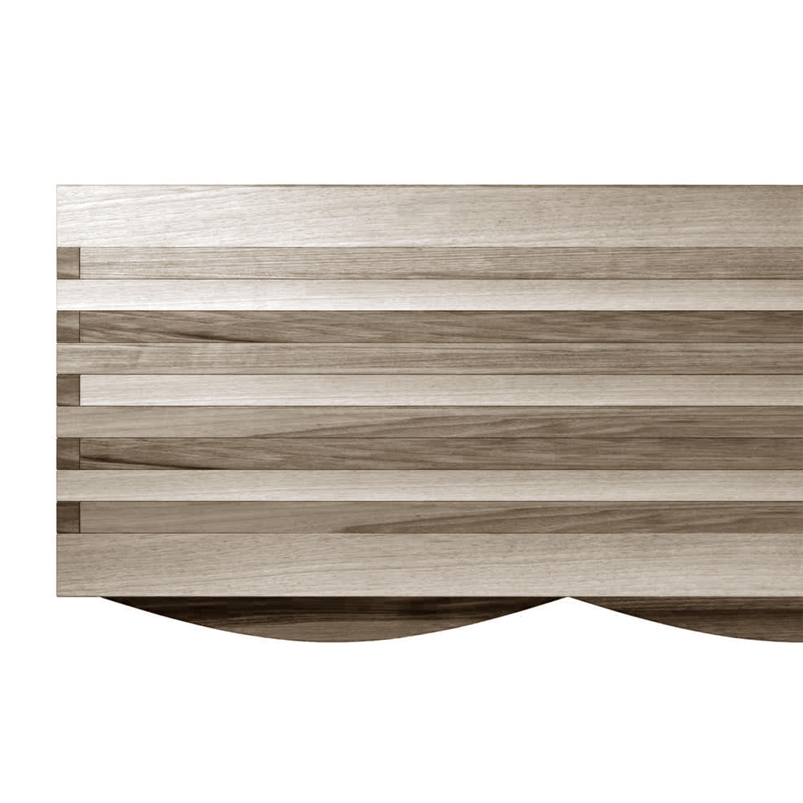 Italian Onda Solid Wood Sideboard, Walnut in Hand-Made Natural Grey Finish, Contemporary For Sale