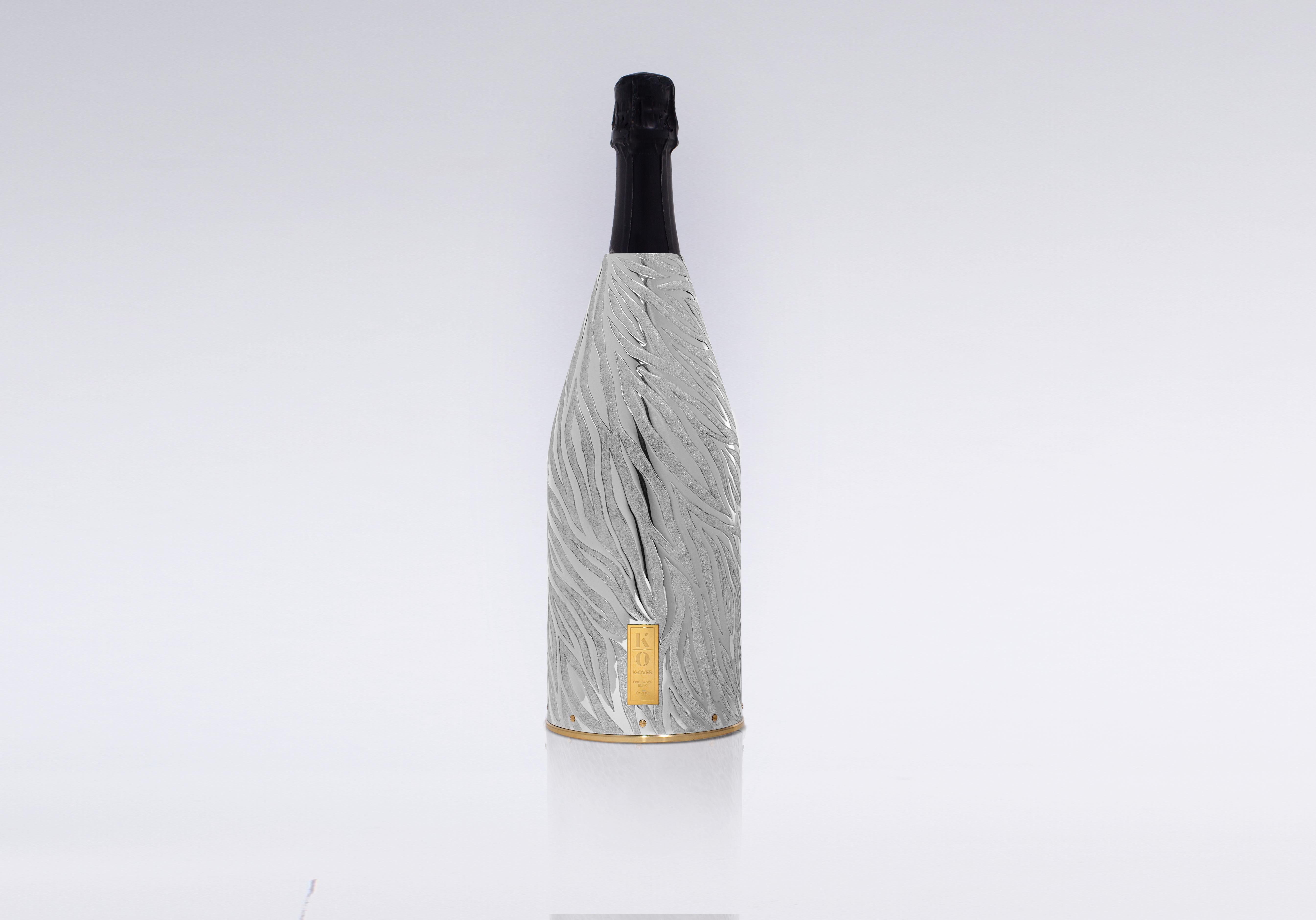 Contemporary K-Over Champagne, Onda Solid Pure Italian Silver  For Sale