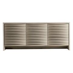 Onda Solid Wood Sideboard, Walnut in Hand-Made Natural Grey Finish, Contemporary