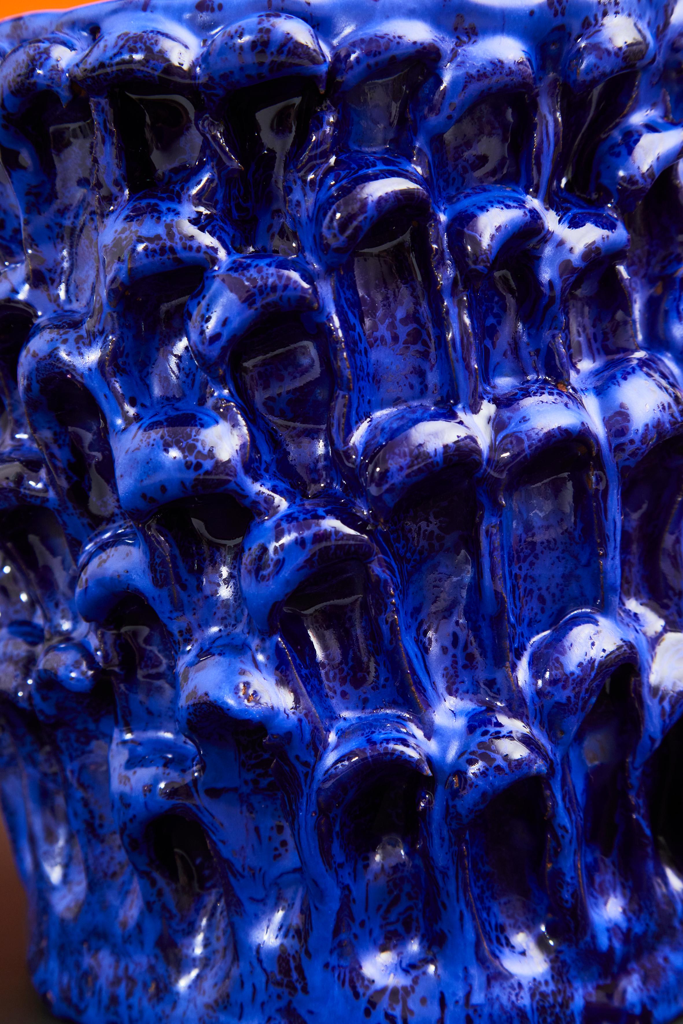 Organique Vase Onda, égyptien et bleu Izmir 01 en vente