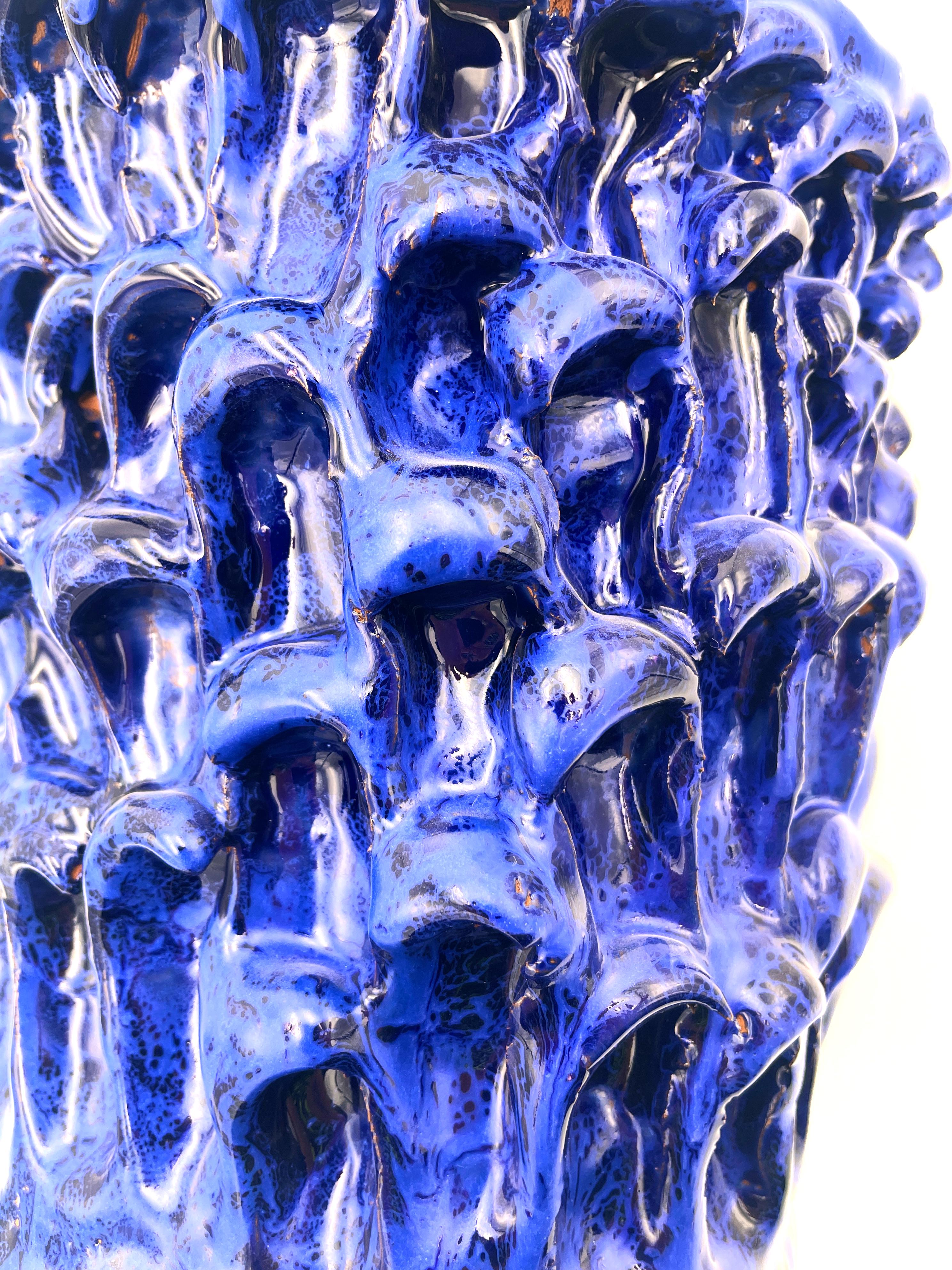 Contemporary Onda Vase, Egyptian and Izmir Blue 01 For Sale