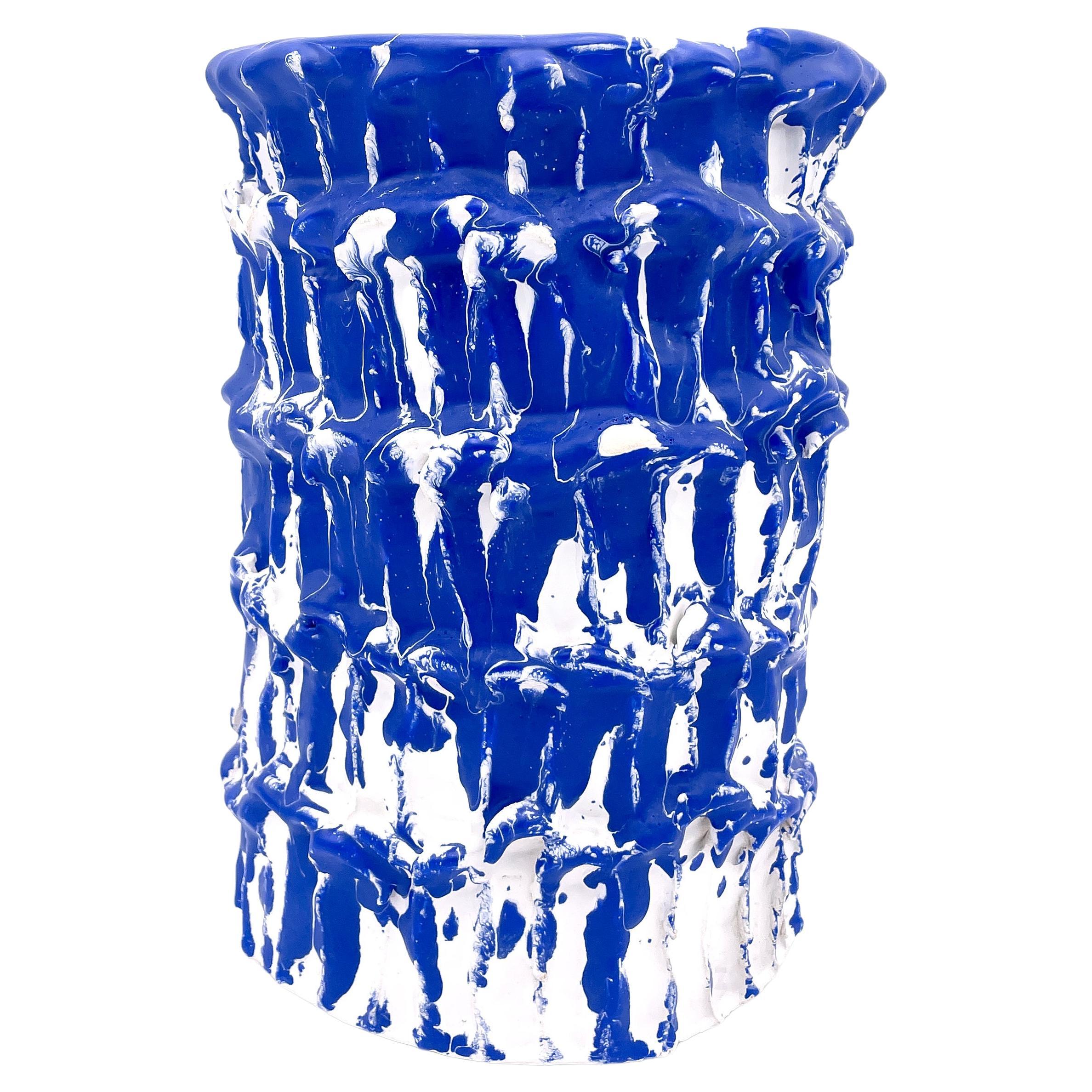 Onda Vase, Egyptian Blue and White 01