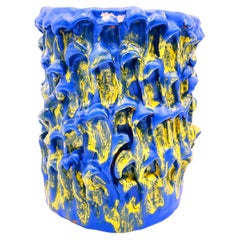 Vase Onda, bleu égyptien et jaune tournesol
