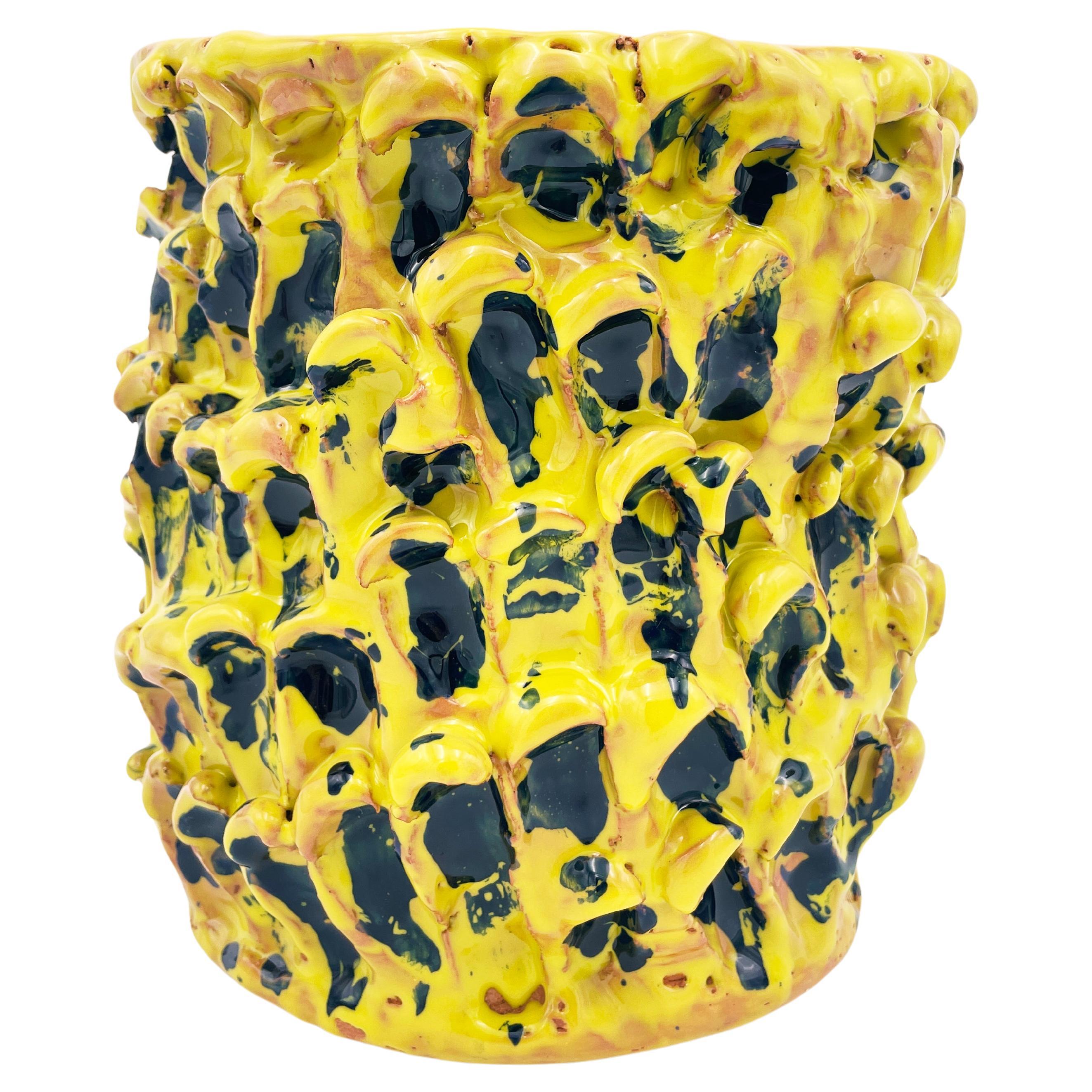 Vase Onda, en jaune cadmium et bleu Izmir 01
