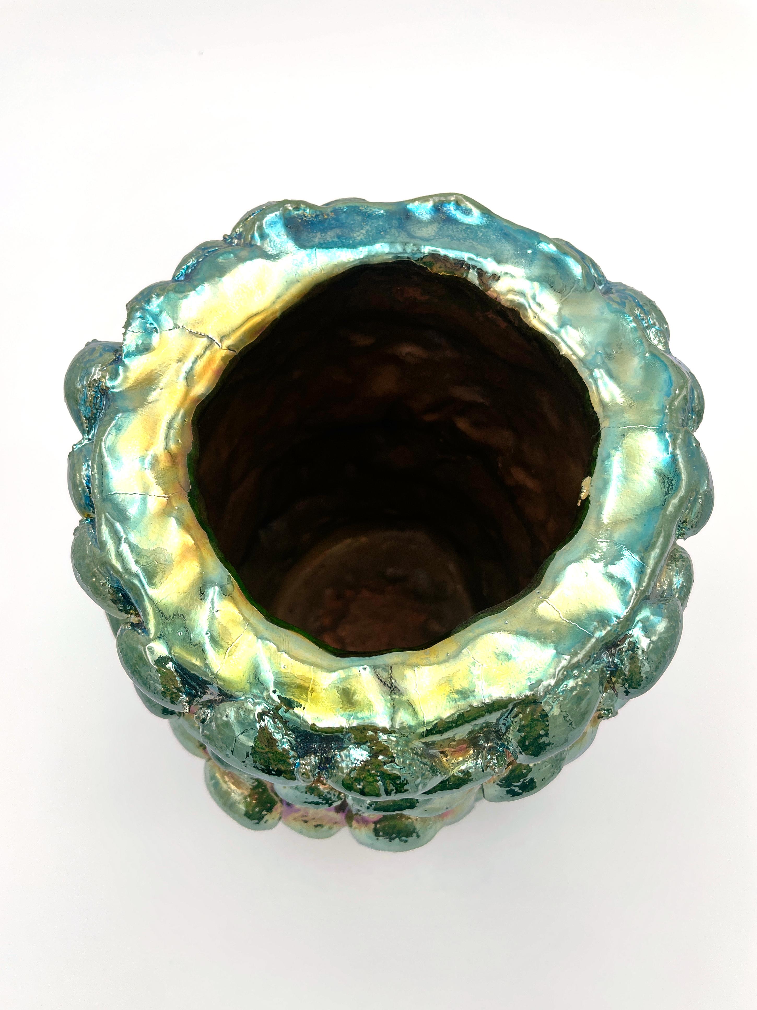 Onda Vase, Iridescent Metallic Raku N. 03 In New Condition For Sale In Milano, IT