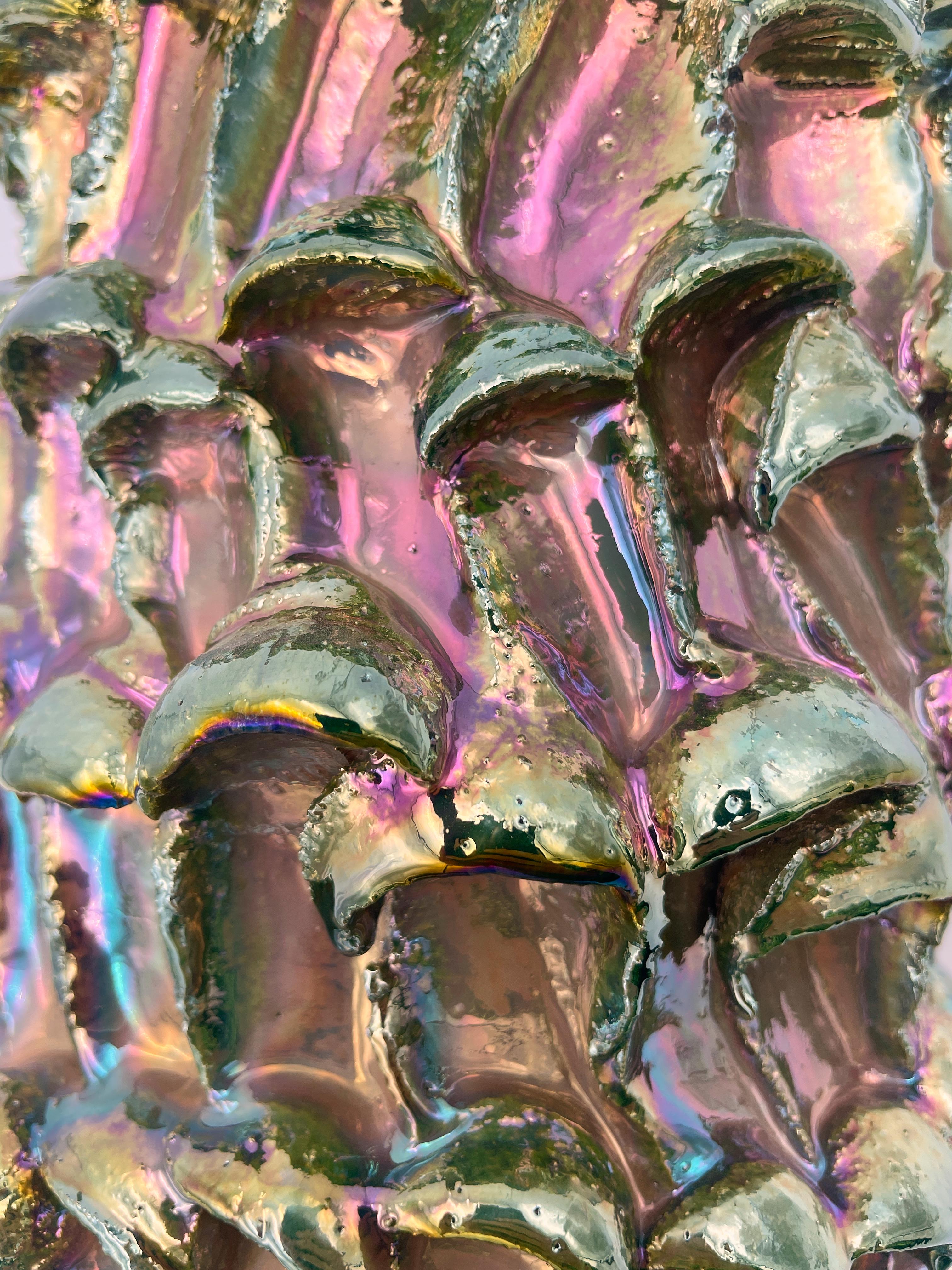 XXIe siècle et contemporain Vase Onda, Raku métallisé irisé N. 03 en vente